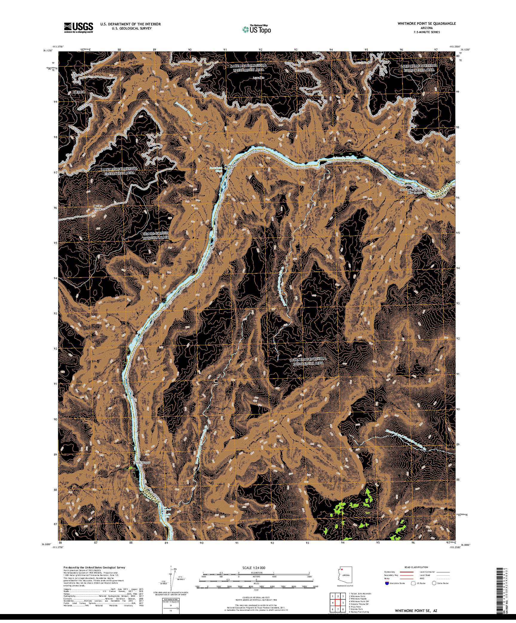 USGS US TOPO 7.5-MINUTE MAP FOR WHITMORE POINT SE, AZ 2018