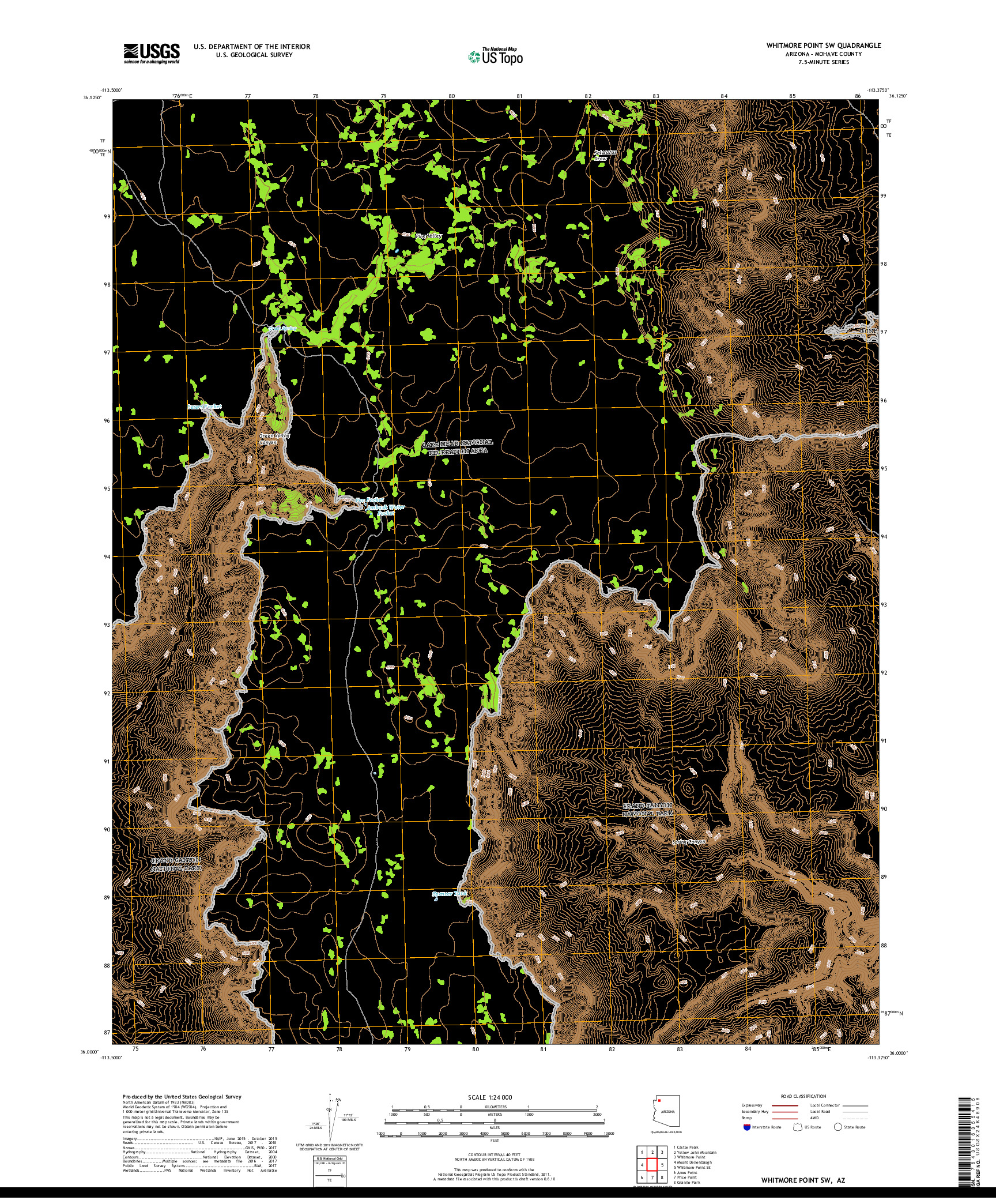 USGS US TOPO 7.5-MINUTE MAP FOR WHITMORE POINT SW, AZ 2018