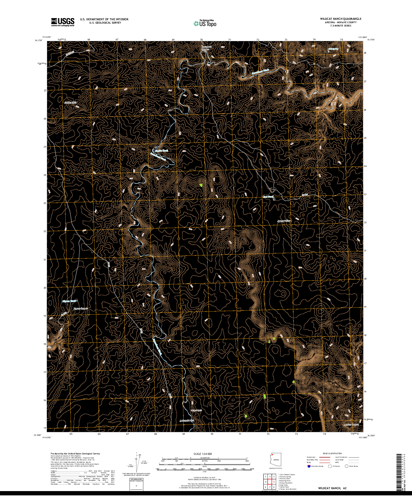 USGS US TOPO 7.5-MINUTE MAP FOR WILDCAT RANCH, AZ 2018