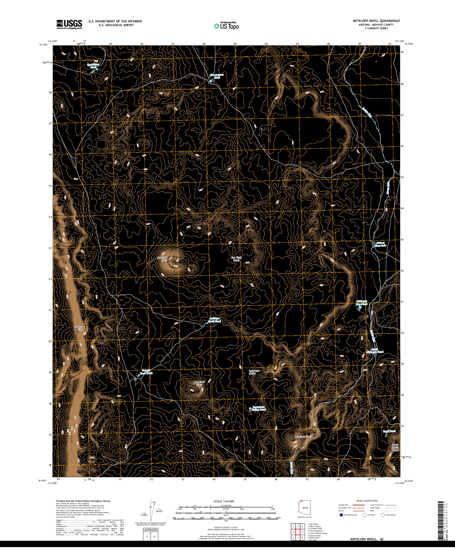 USGS US TOPO 7.5-MINUTE MAP FOR ANTELOPE KNOLL, AZ 2018