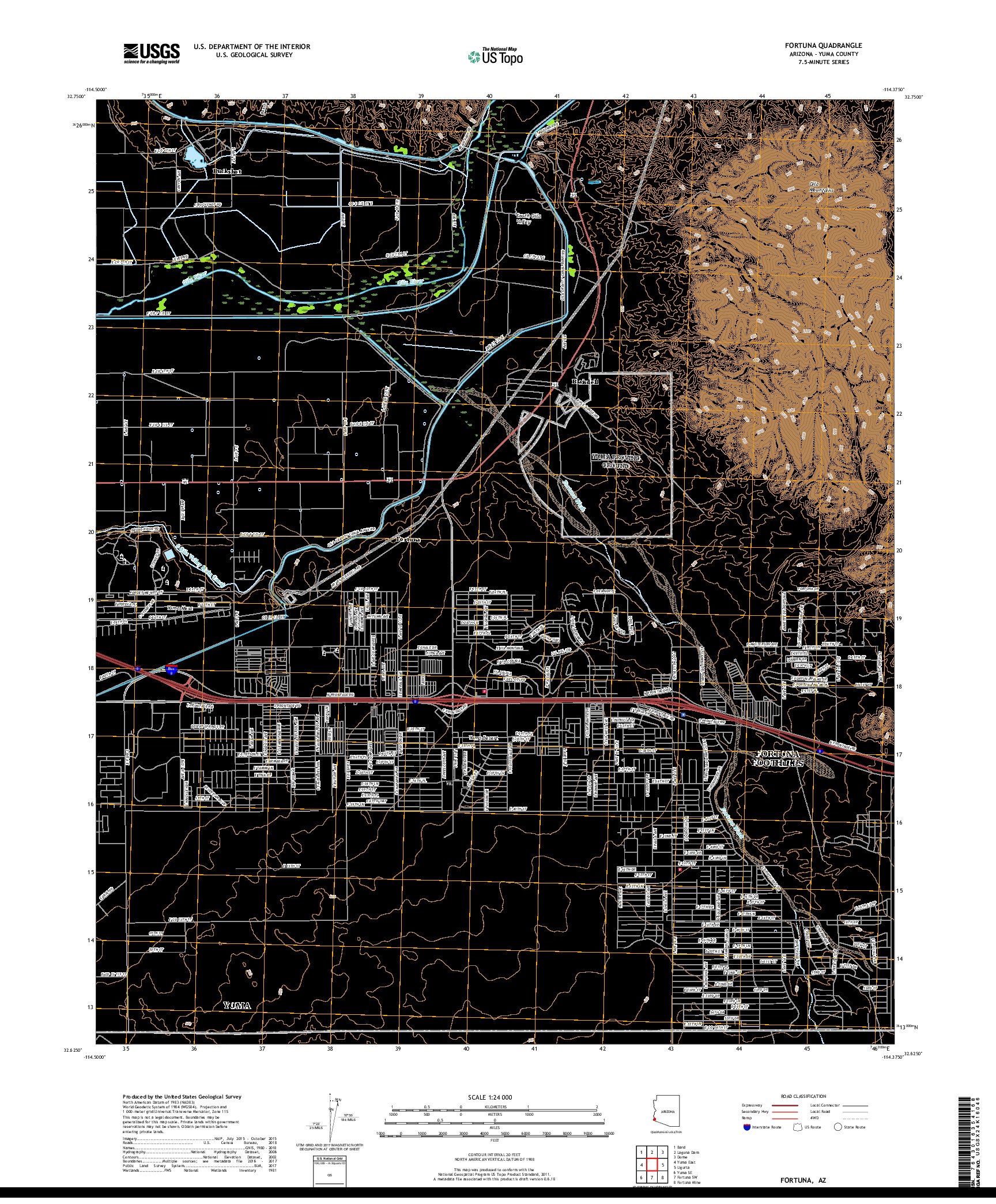USGS US TOPO 7.5-MINUTE MAP FOR FORTUNA, AZ 2018