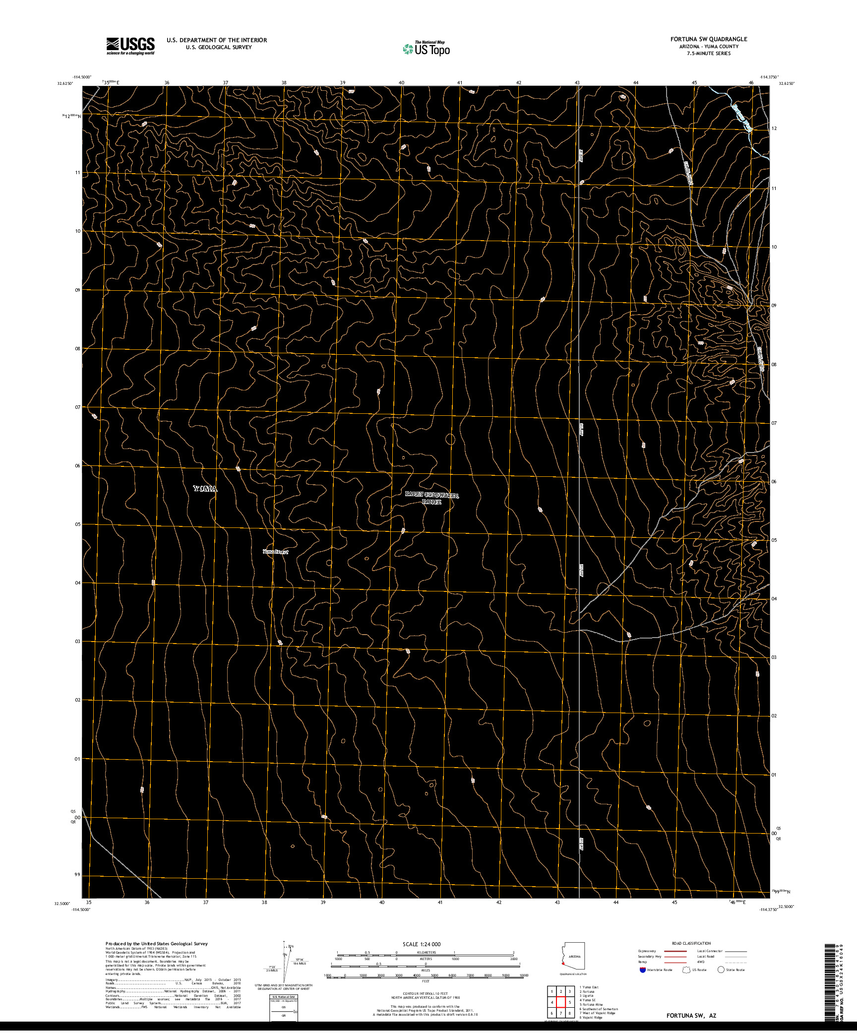 USGS US TOPO 7.5-MINUTE MAP FOR FORTUNA SW, AZ 2018