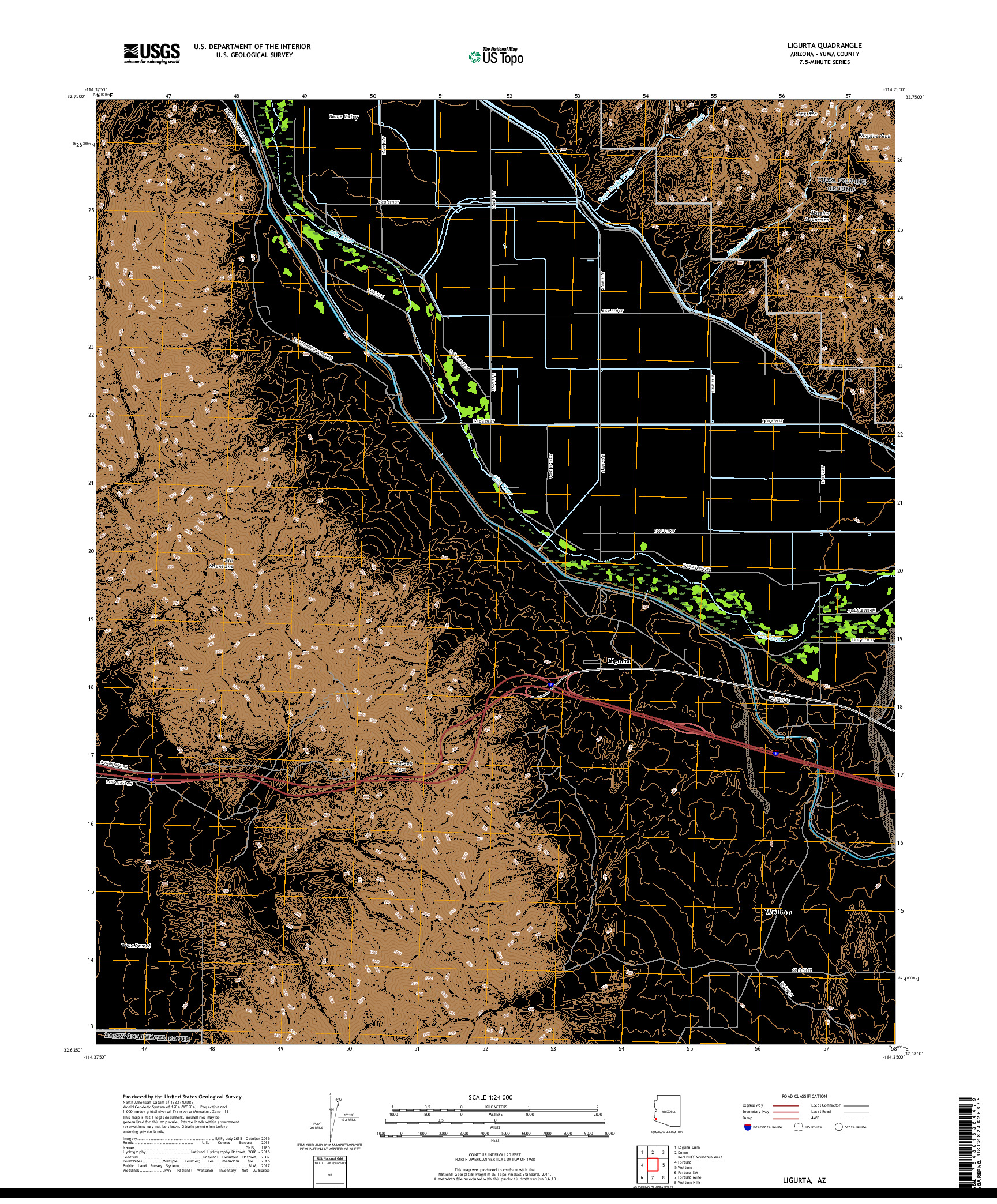 USGS US TOPO 7.5-MINUTE MAP FOR LIGURTA, AZ 2018