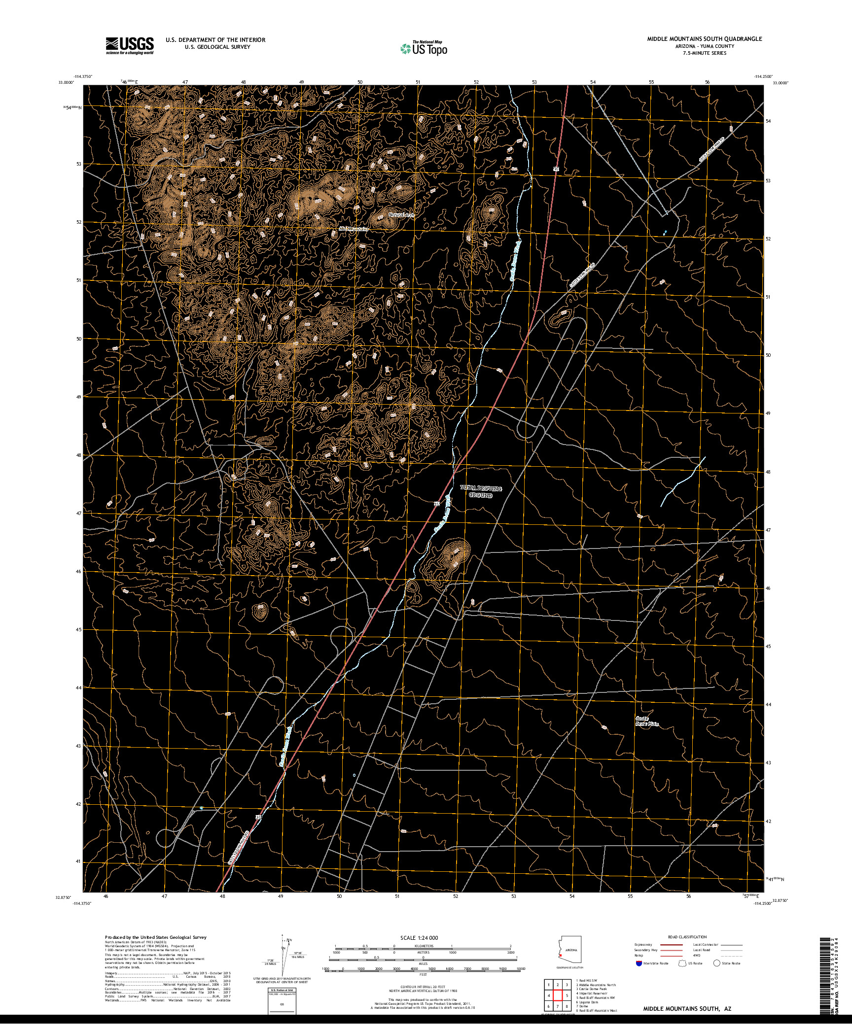 USGS US TOPO 7.5-MINUTE MAP FOR MIDDLE MOUNTAINS SOUTH, AZ 2018