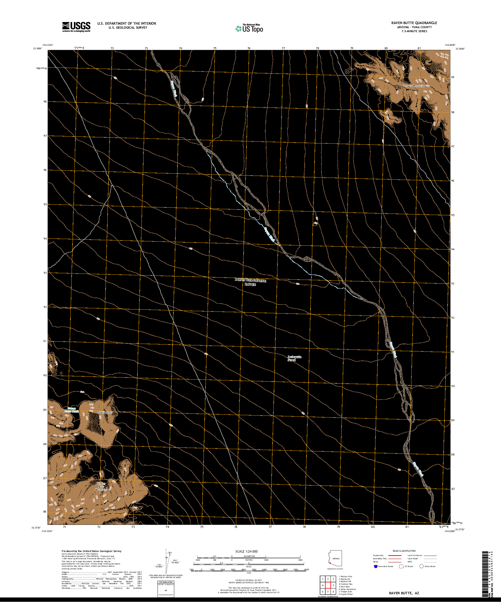 USGS US TOPO 7.5-MINUTE MAP FOR RAVEN BUTTE, AZ 2018