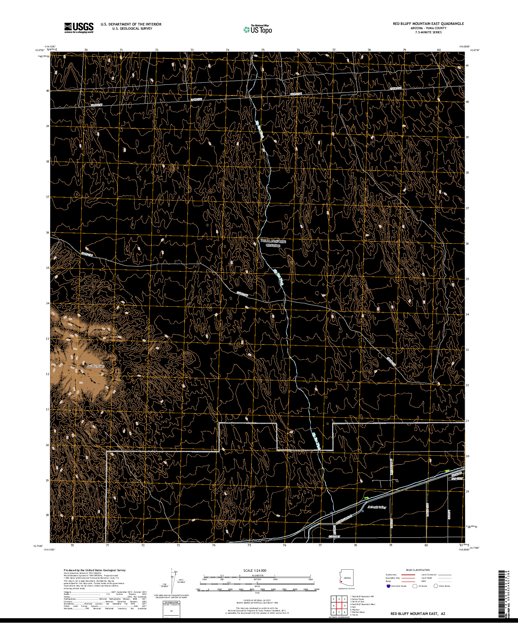 USGS US TOPO 7.5-MINUTE MAP FOR RED BLUFF MOUNTAIN EAST, AZ 2018