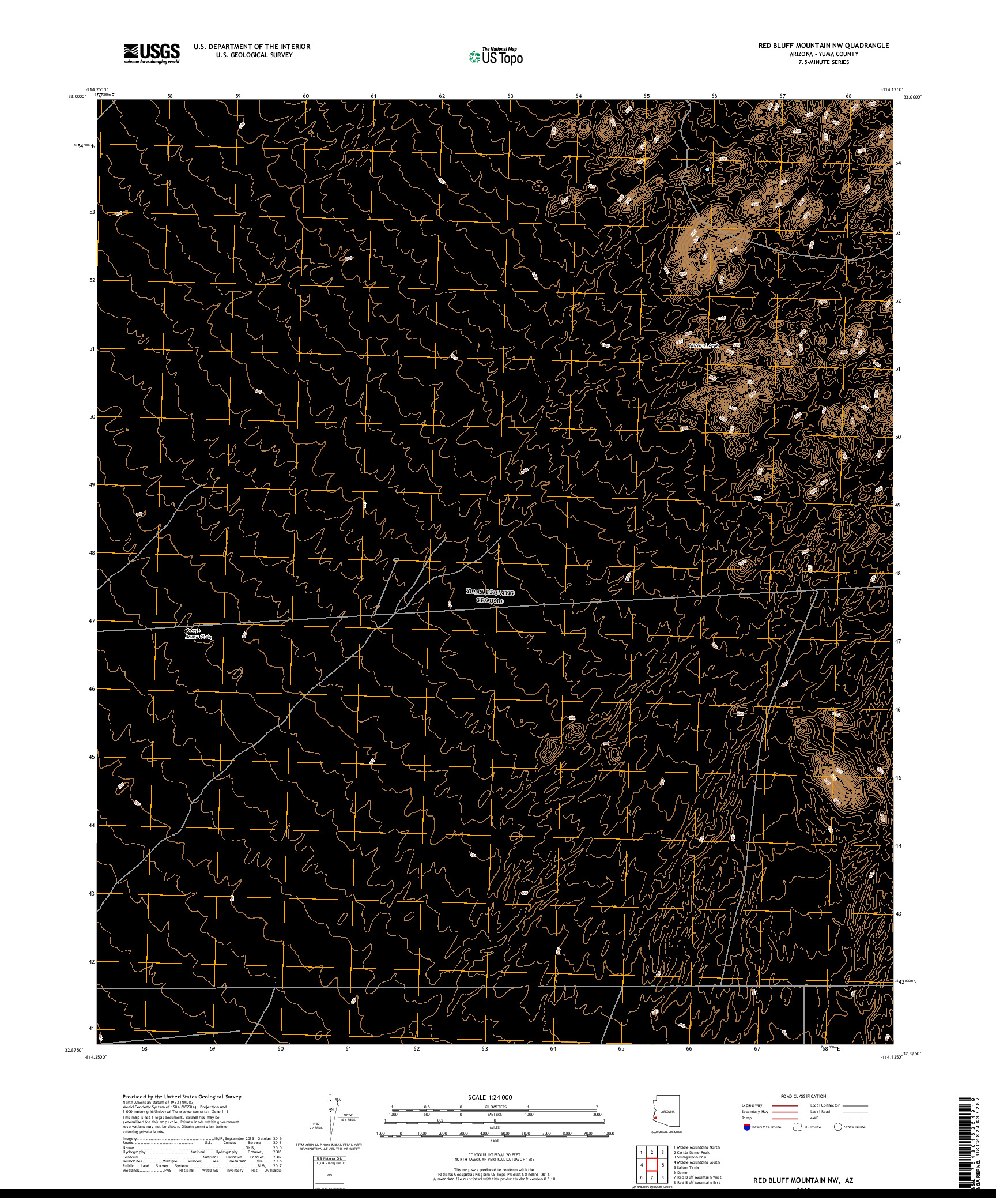 USGS US TOPO 7.5-MINUTE MAP FOR RED BLUFF MOUNTAIN NW, AZ 2018