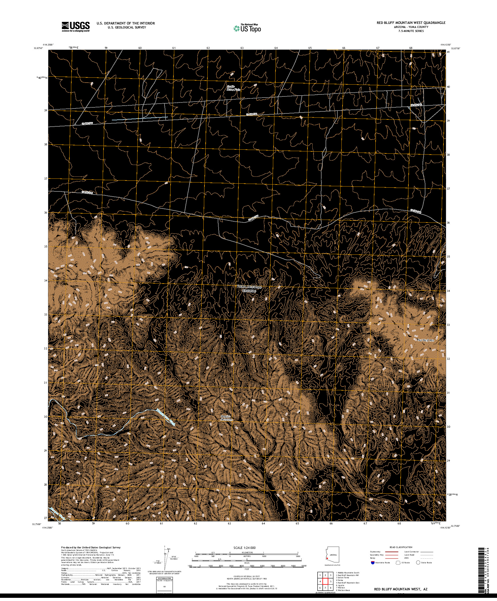 USGS US TOPO 7.5-MINUTE MAP FOR RED BLUFF MOUNTAIN WEST, AZ 2018