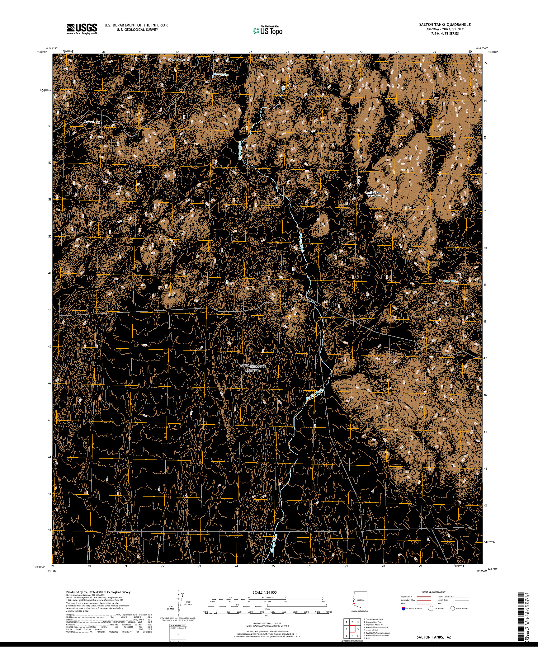 USGS US TOPO 7.5-MINUTE MAP FOR SALTON TANKS, AZ 2018