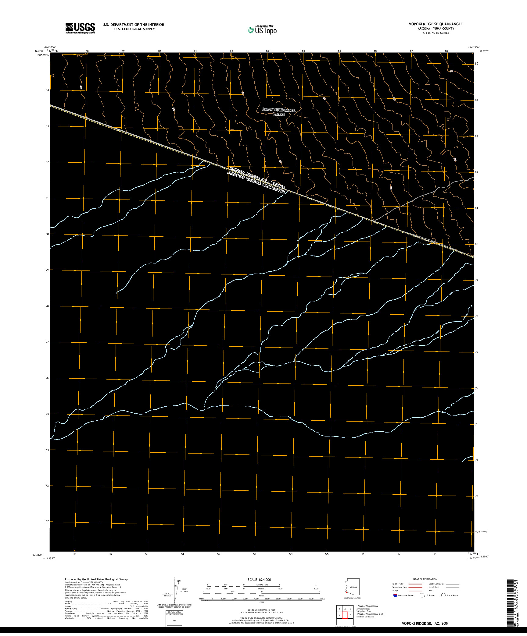 USGS US TOPO 7.5-MINUTE MAP FOR VOPOKI RIDGE SE, AZ,SON 2018