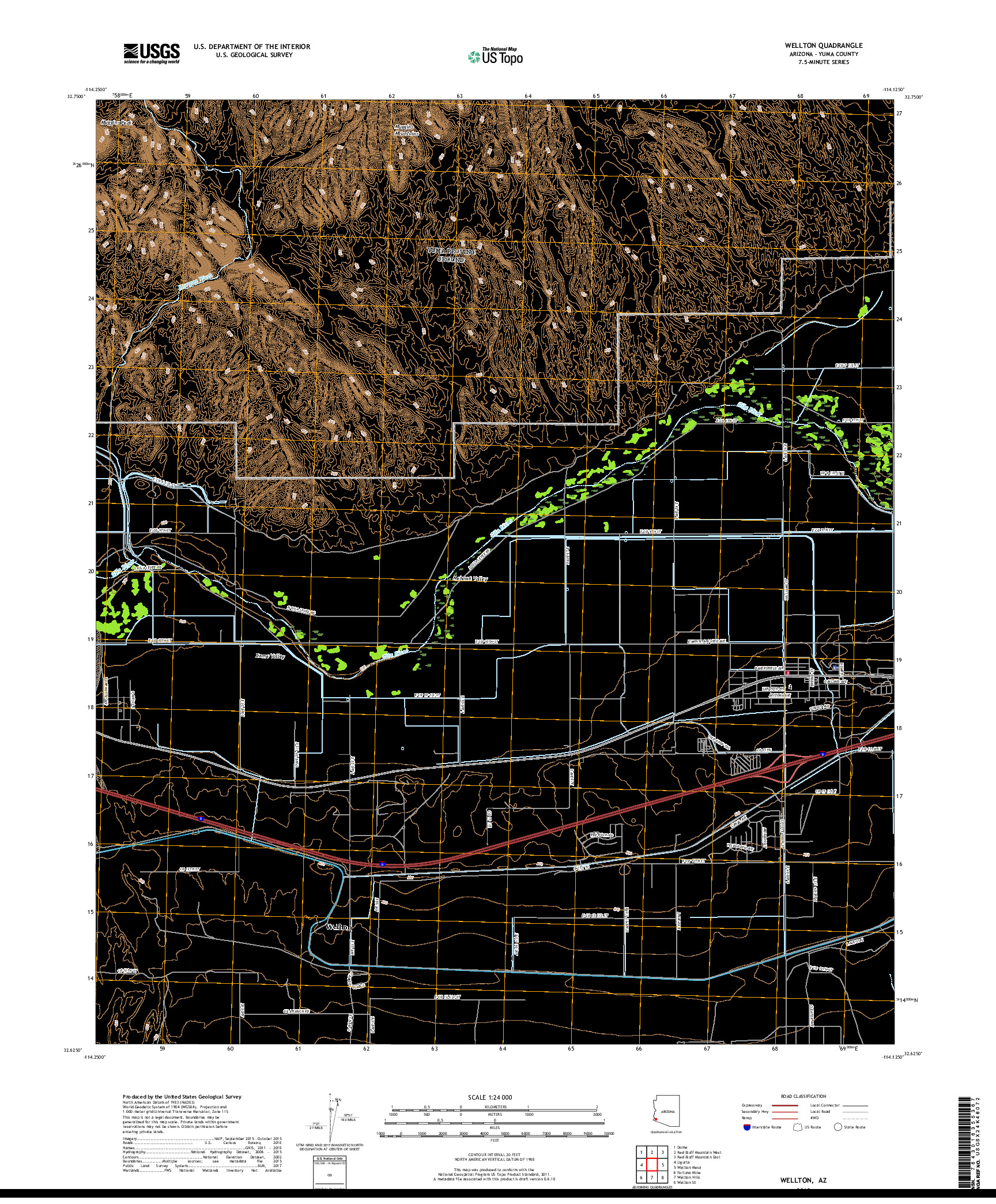 USGS US TOPO 7.5-MINUTE MAP FOR WELLTON, AZ 2018
