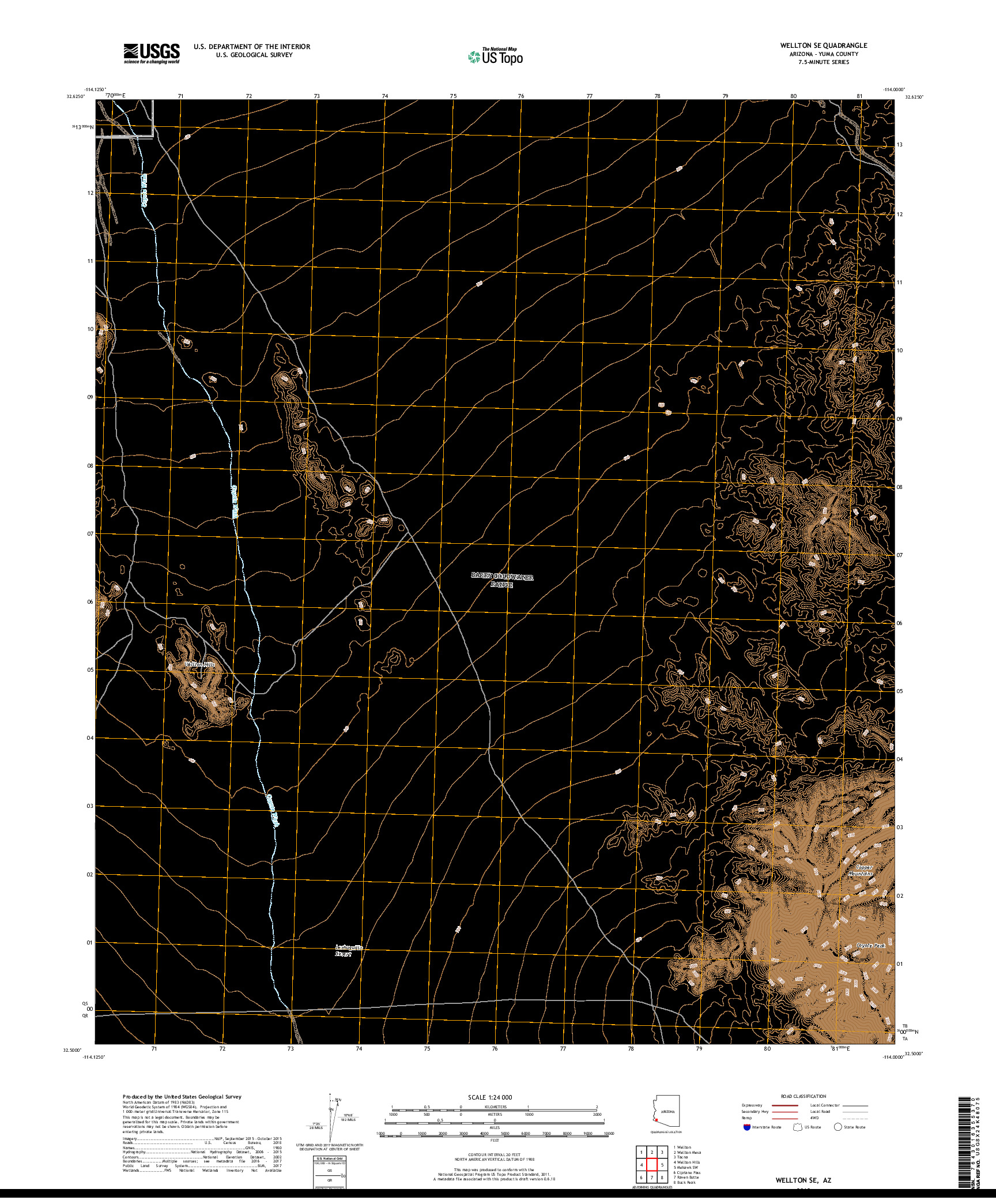USGS US TOPO 7.5-MINUTE MAP FOR WELLTON SE, AZ 2018