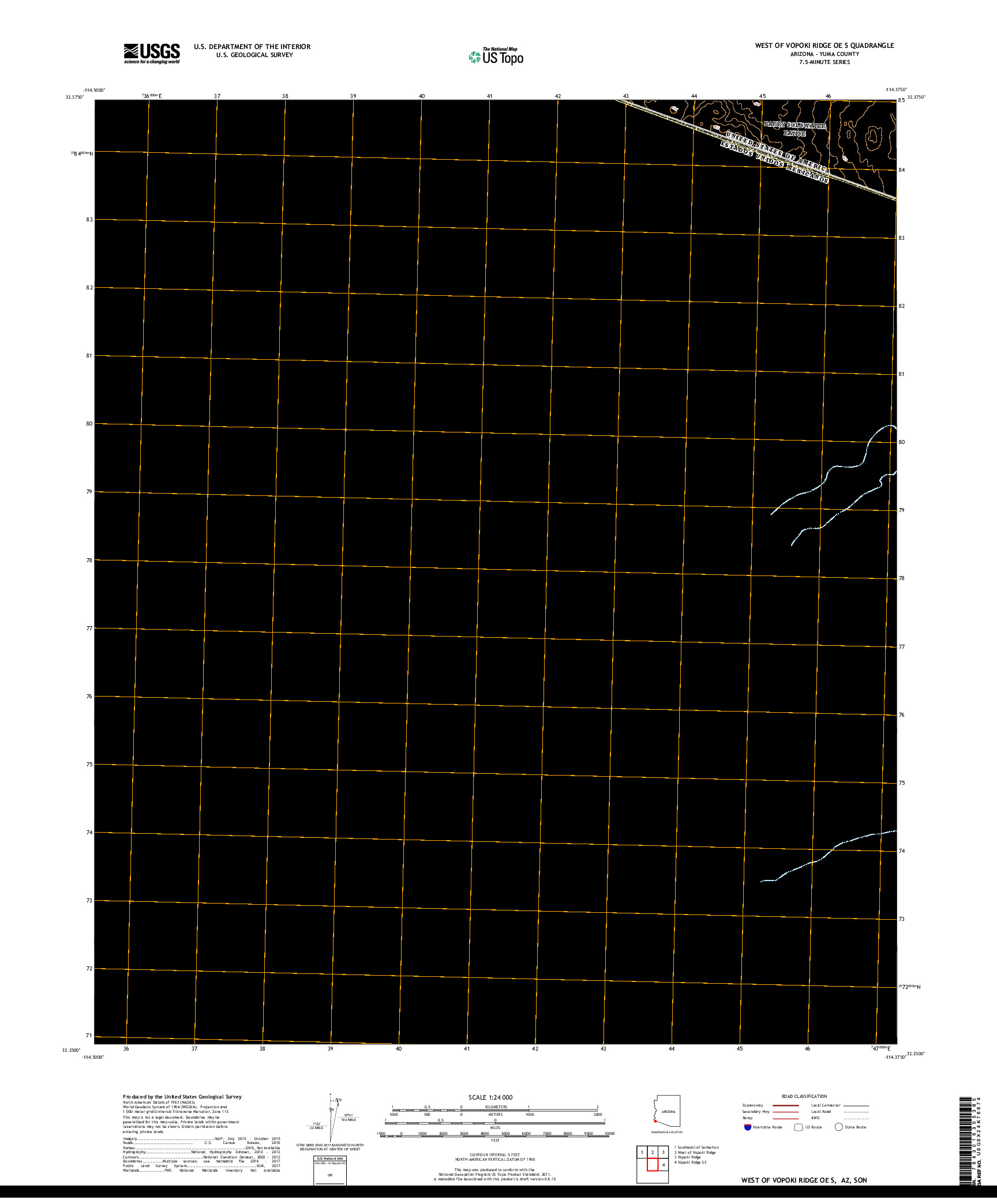 USGS US TOPO 7.5-MINUTE MAP FOR WEST OF VOPOKI RIDGE OE S, AZ,SON 2018