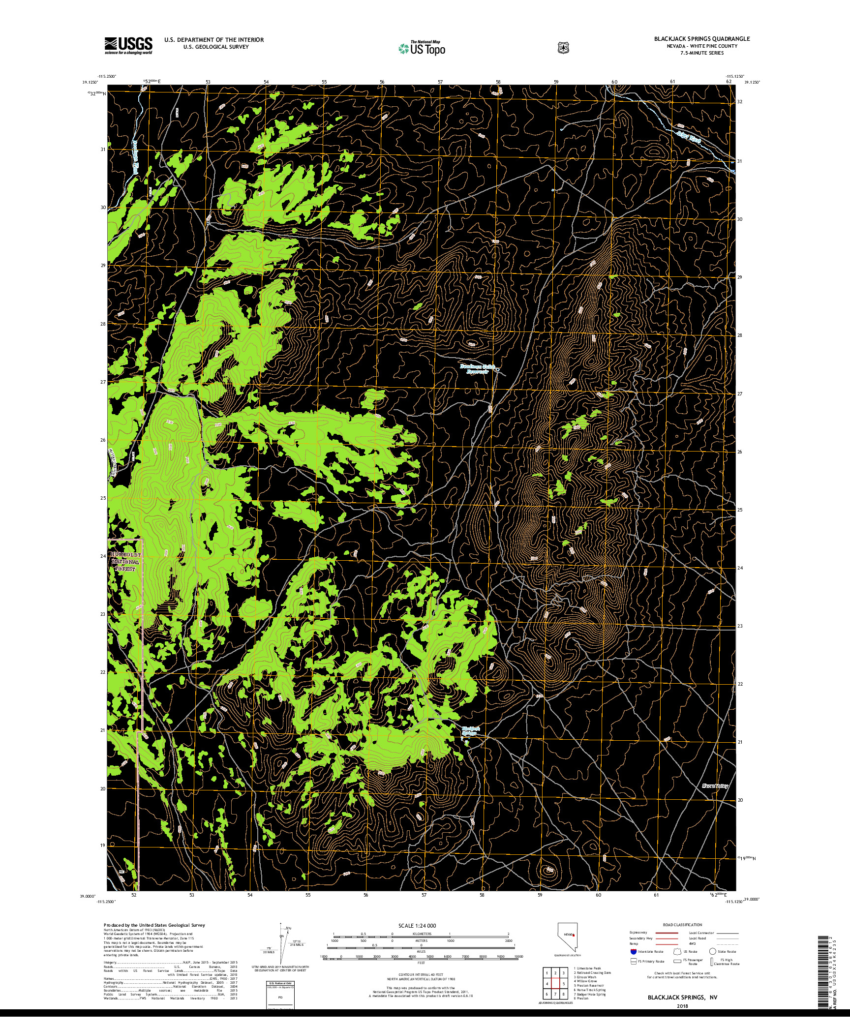 USGS US TOPO 7.5-MINUTE MAP FOR BLACKJACK SPRINGS, NV 2018