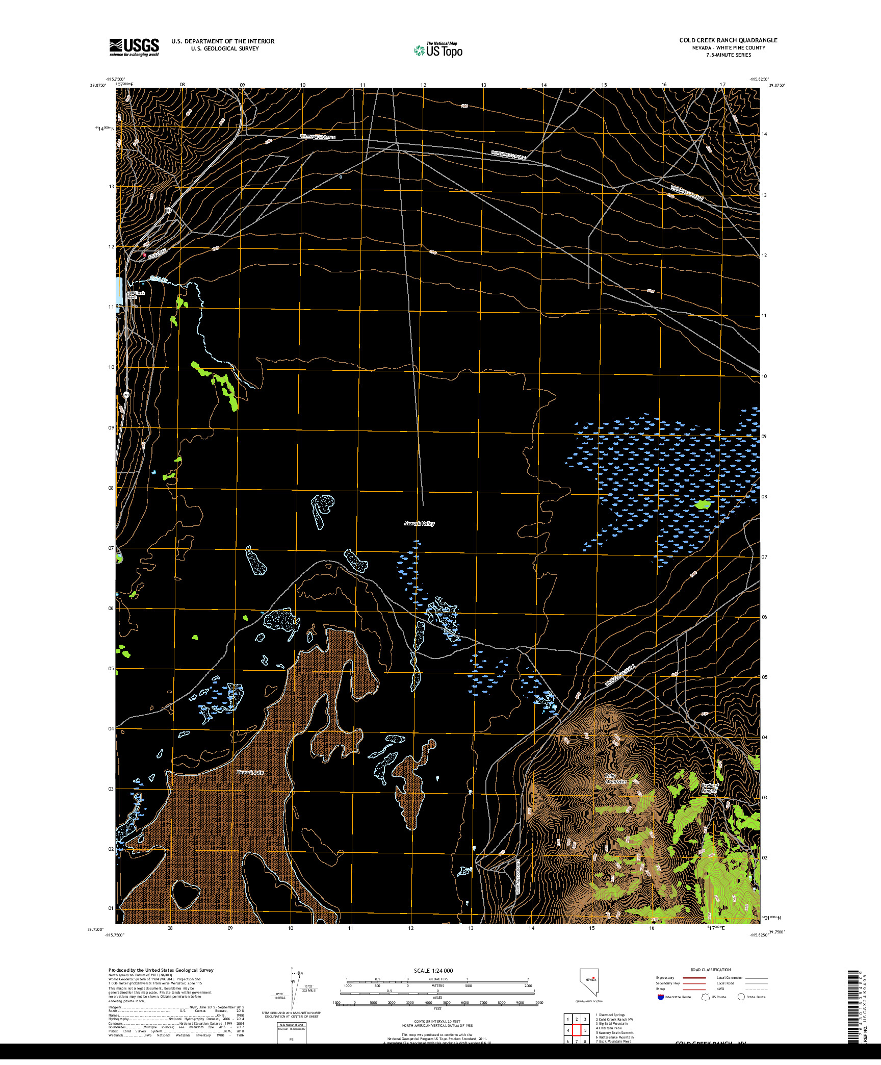 USGS US TOPO 7.5-MINUTE MAP FOR COLD CREEK RANCH, NV 2018