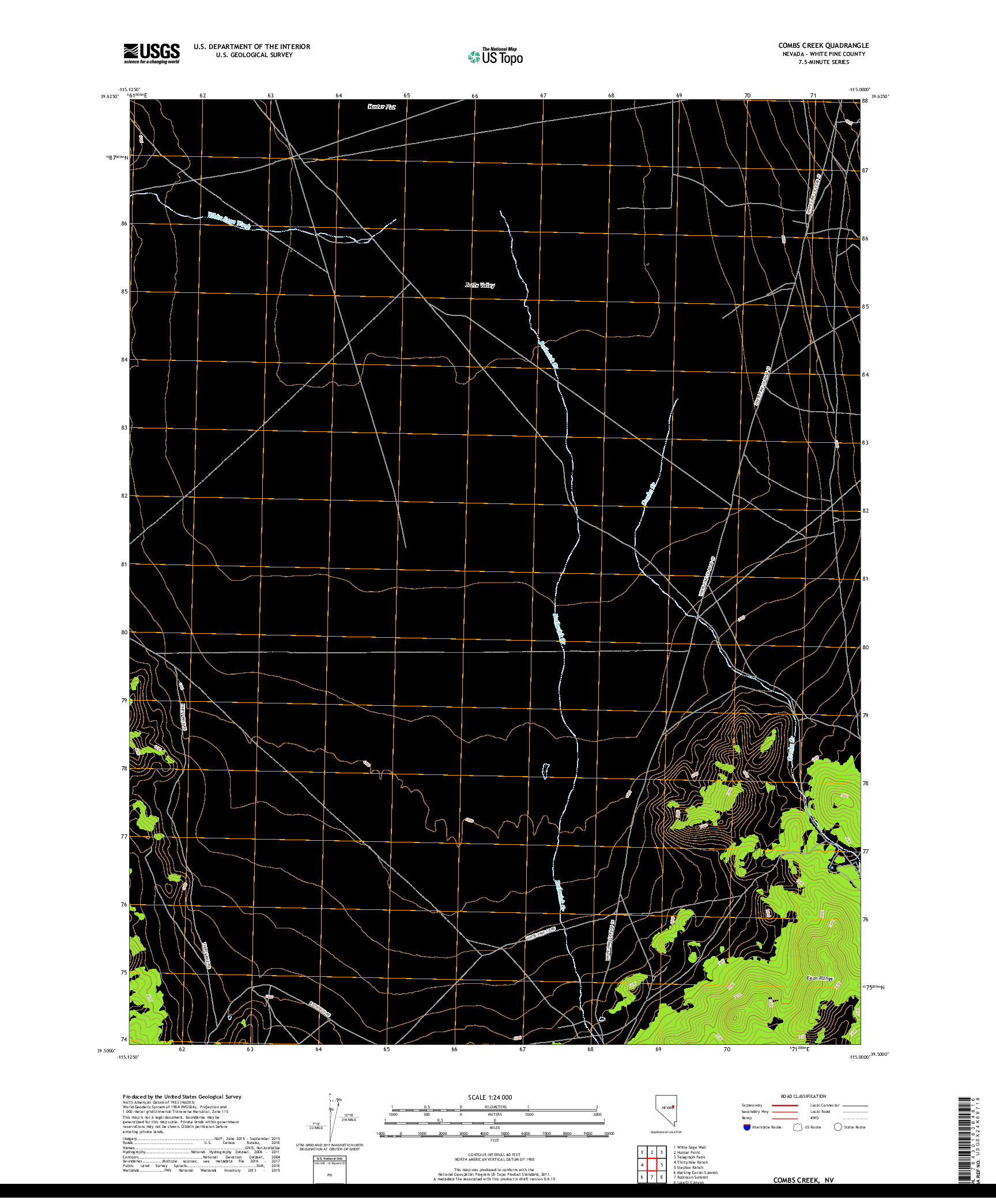 USGS US TOPO 7.5-MINUTE MAP FOR COMBS CREEK, NV 2018