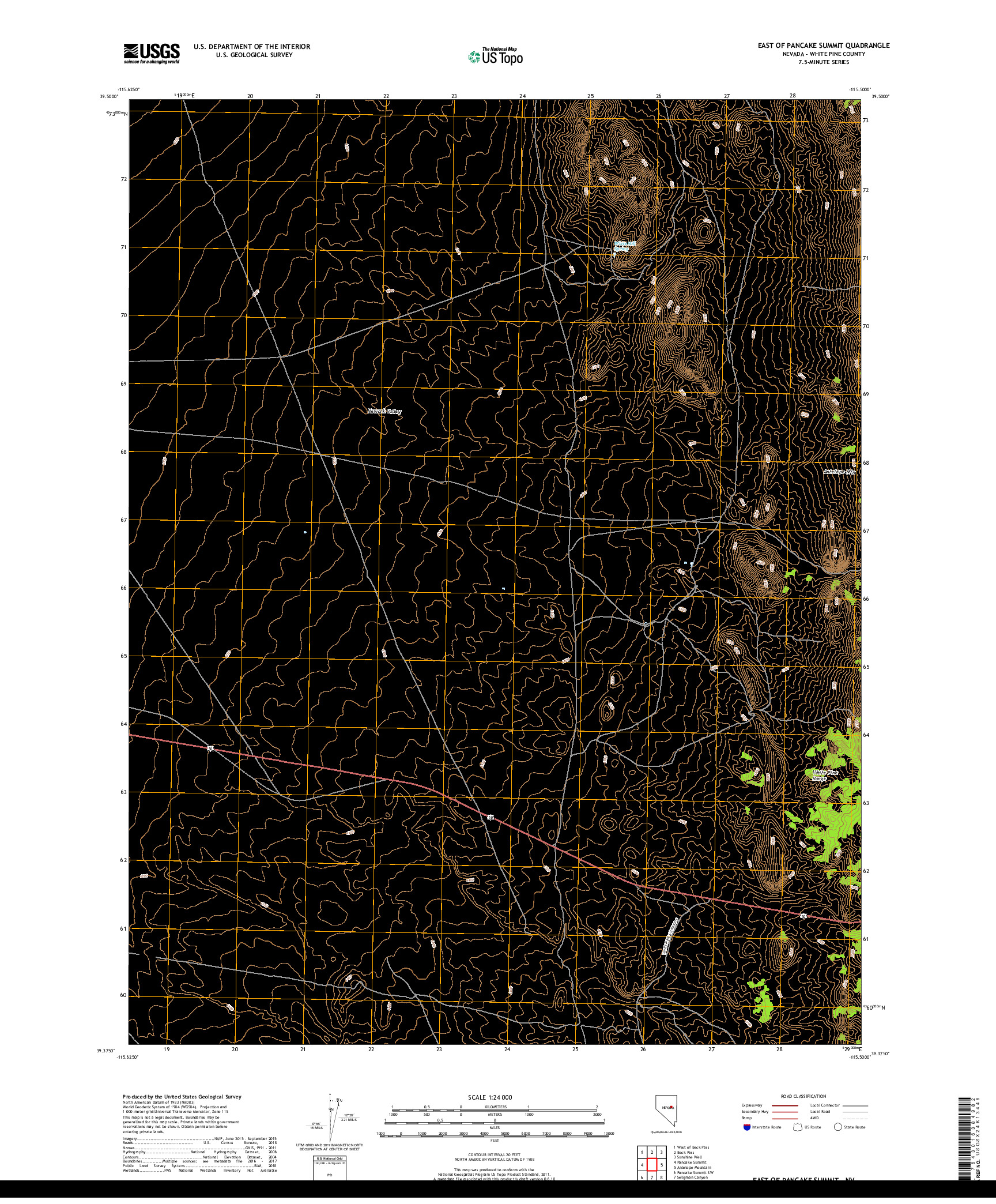 USGS US TOPO 7.5-MINUTE MAP FOR EAST OF PANCAKE SUMMIT, NV 2018