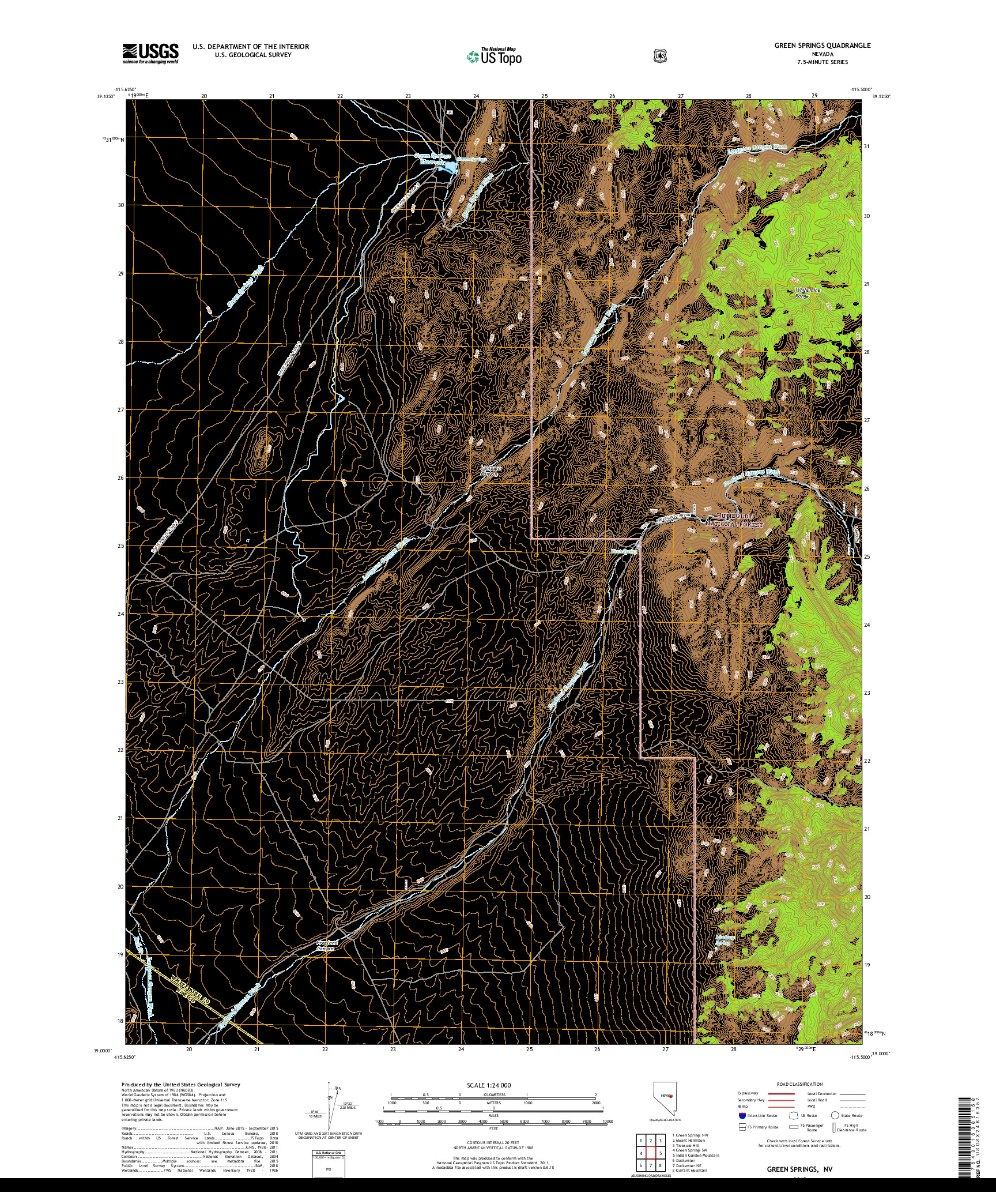 USGS US TOPO 7.5-MINUTE MAP FOR GREEN SPRINGS, NV 2018