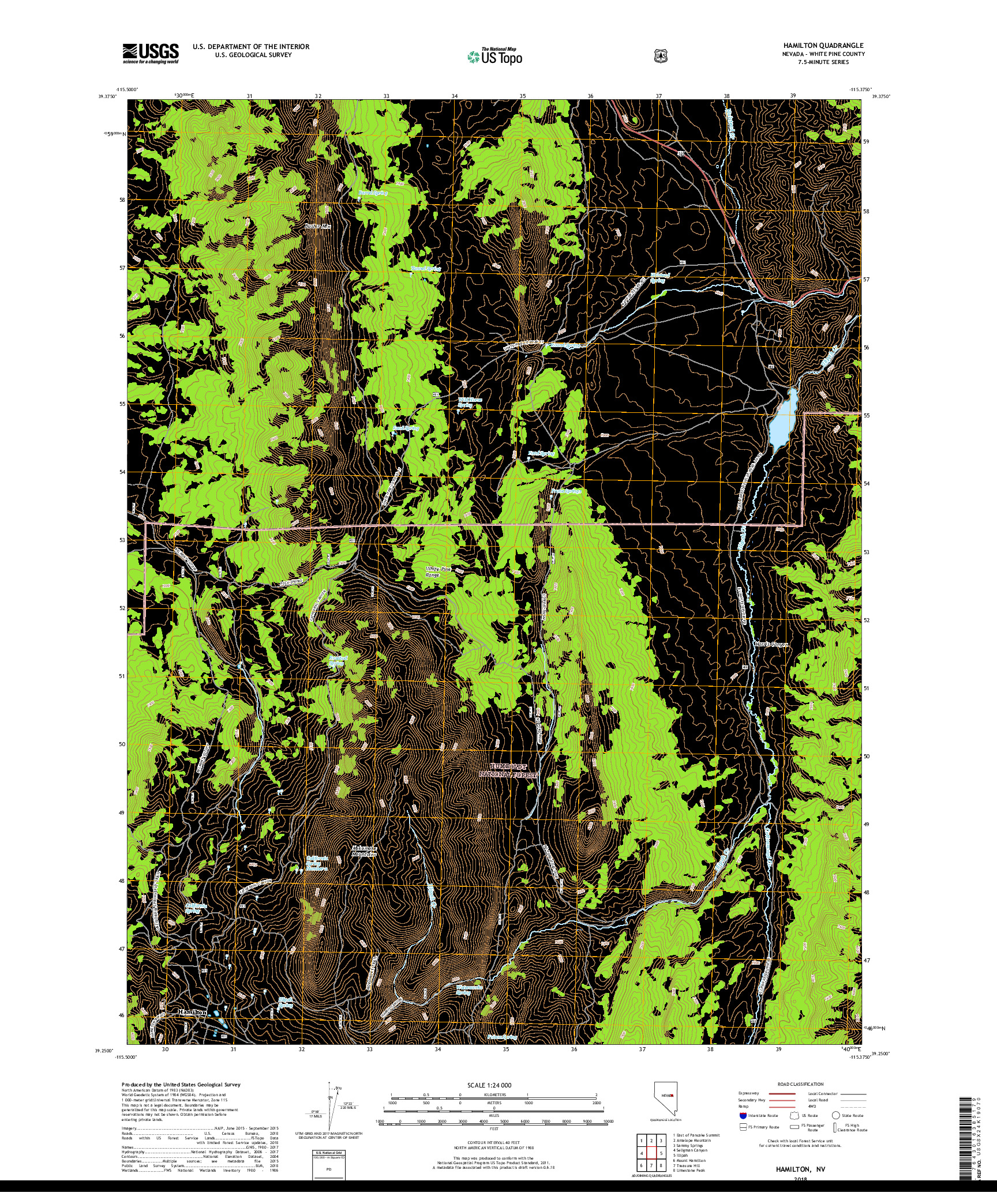 USGS US TOPO 7.5-MINUTE MAP FOR HAMILTON, NV 2018