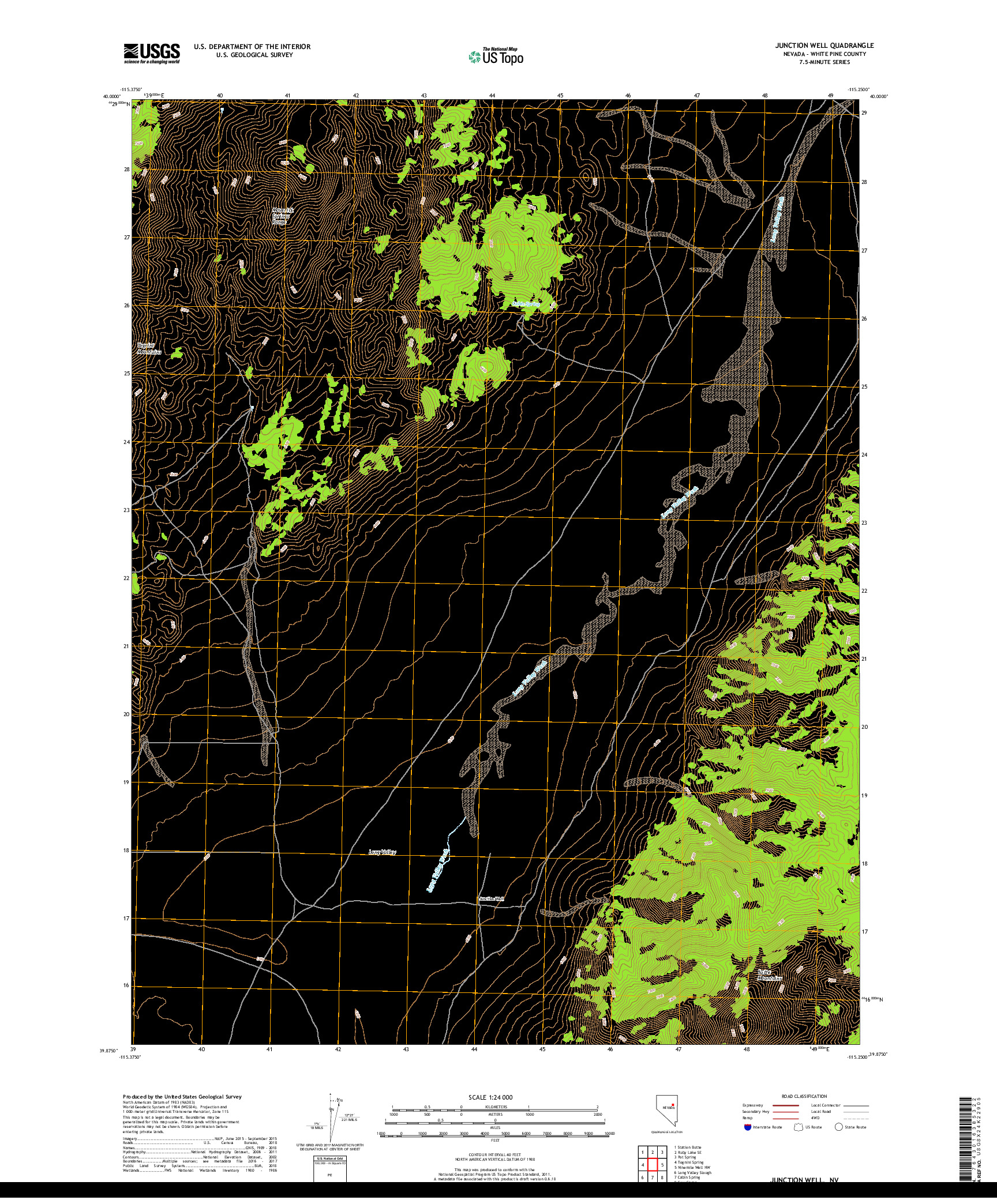 USGS US TOPO 7.5-MINUTE MAP FOR JUNCTION WELL, NV 2018