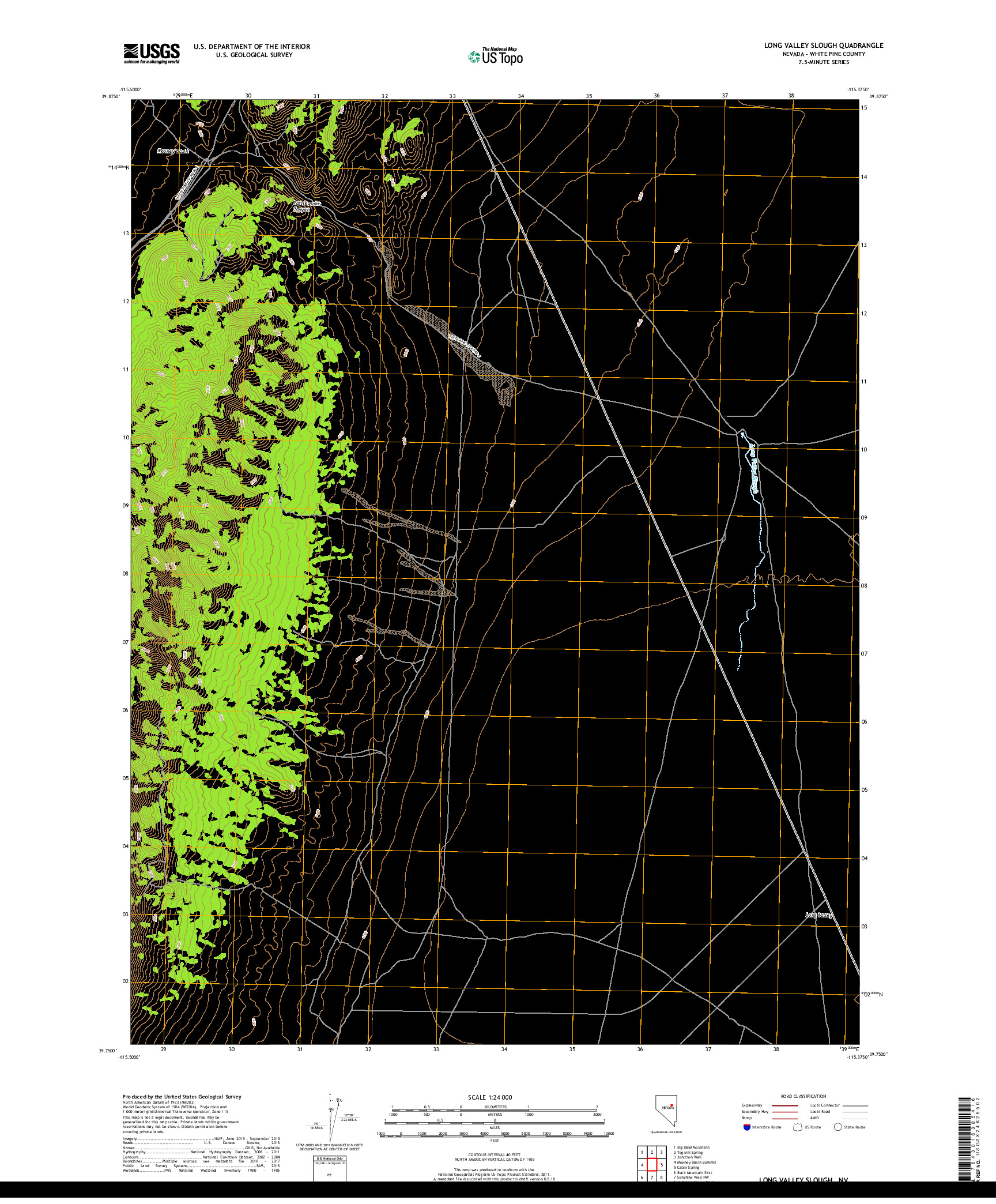 USGS US TOPO 7.5-MINUTE MAP FOR LONG VALLEY SLOUGH, NV 2018