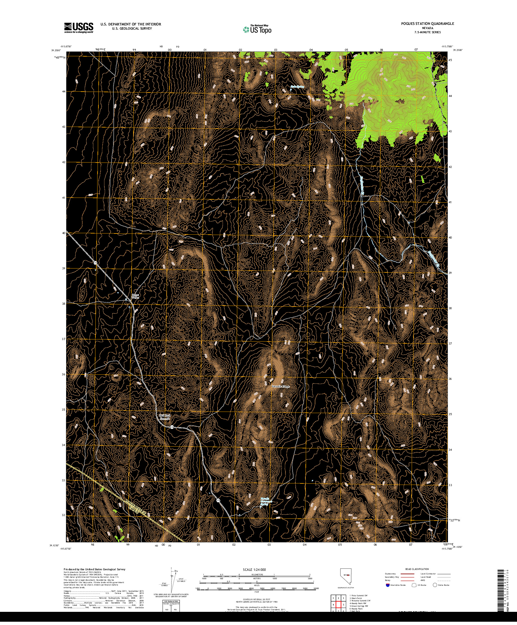 USGS US TOPO 7.5-MINUTE MAP FOR POGUES STATION, NV 2018