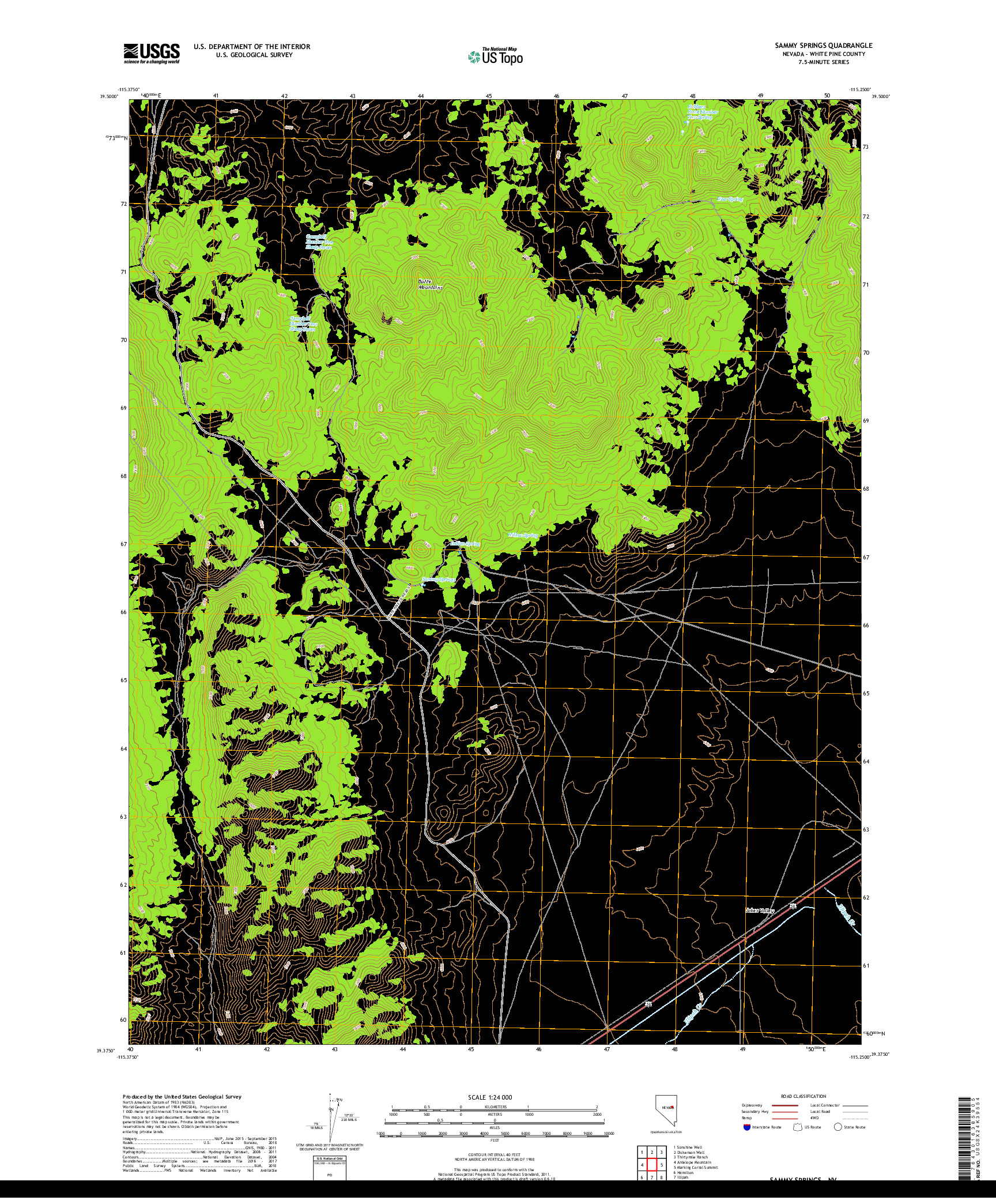 USGS US TOPO 7.5-MINUTE MAP FOR SAMMY SPRINGS, NV 2018