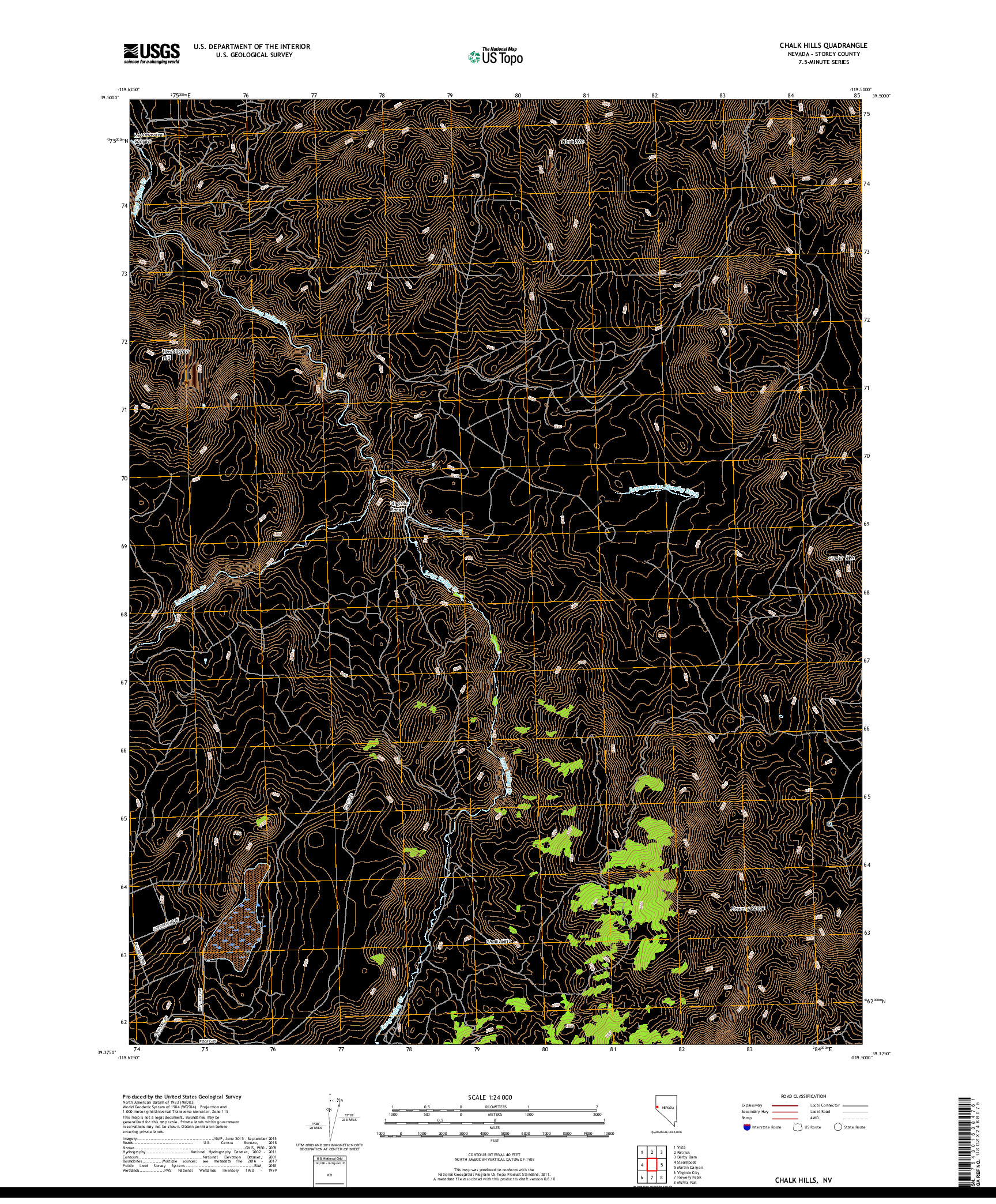 USGS US TOPO 7.5-MINUTE MAP FOR CHALK HILLS, NV 2018