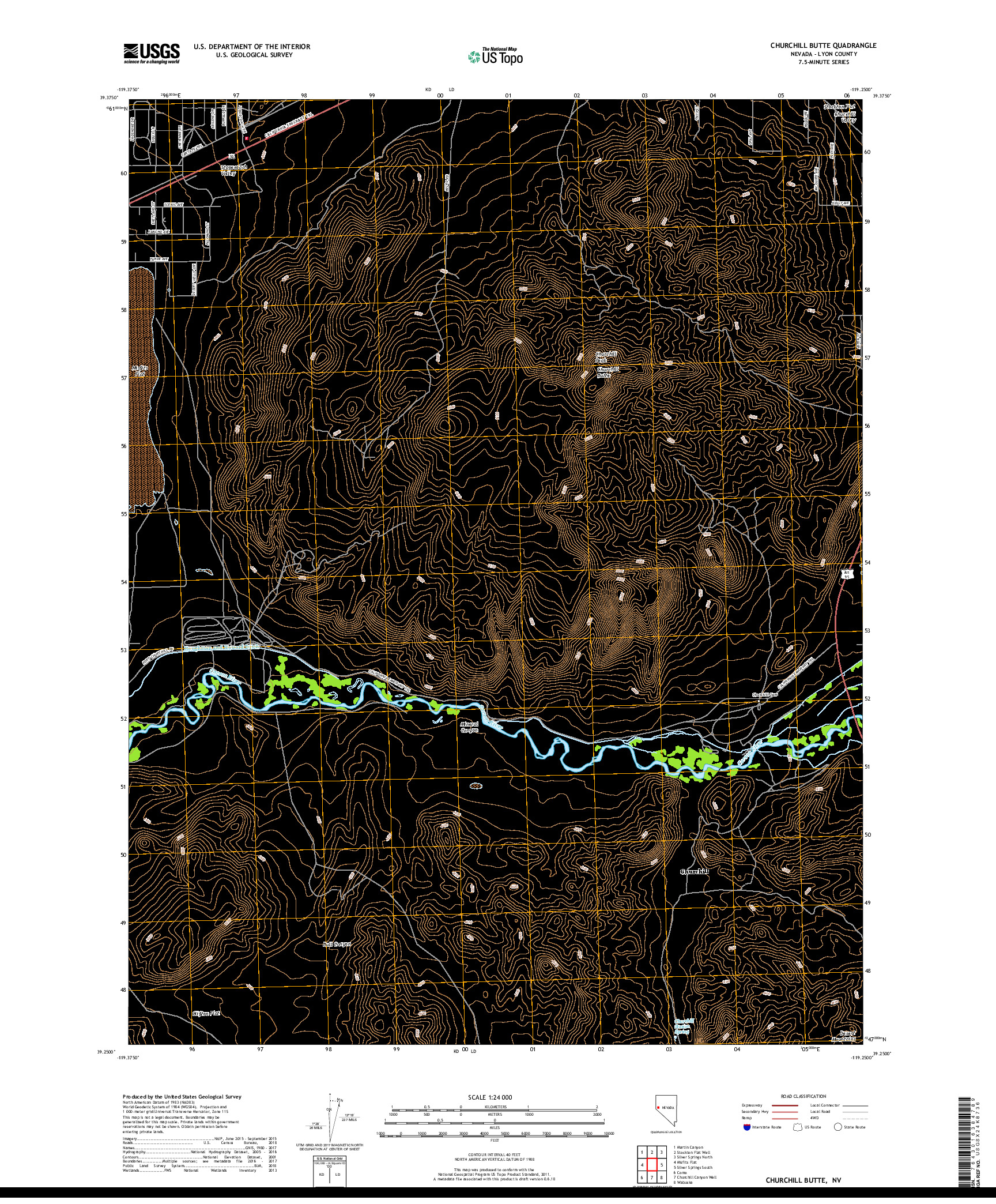 USGS US TOPO 7.5-MINUTE MAP FOR CHURCHILL BUTTE, NV 2018