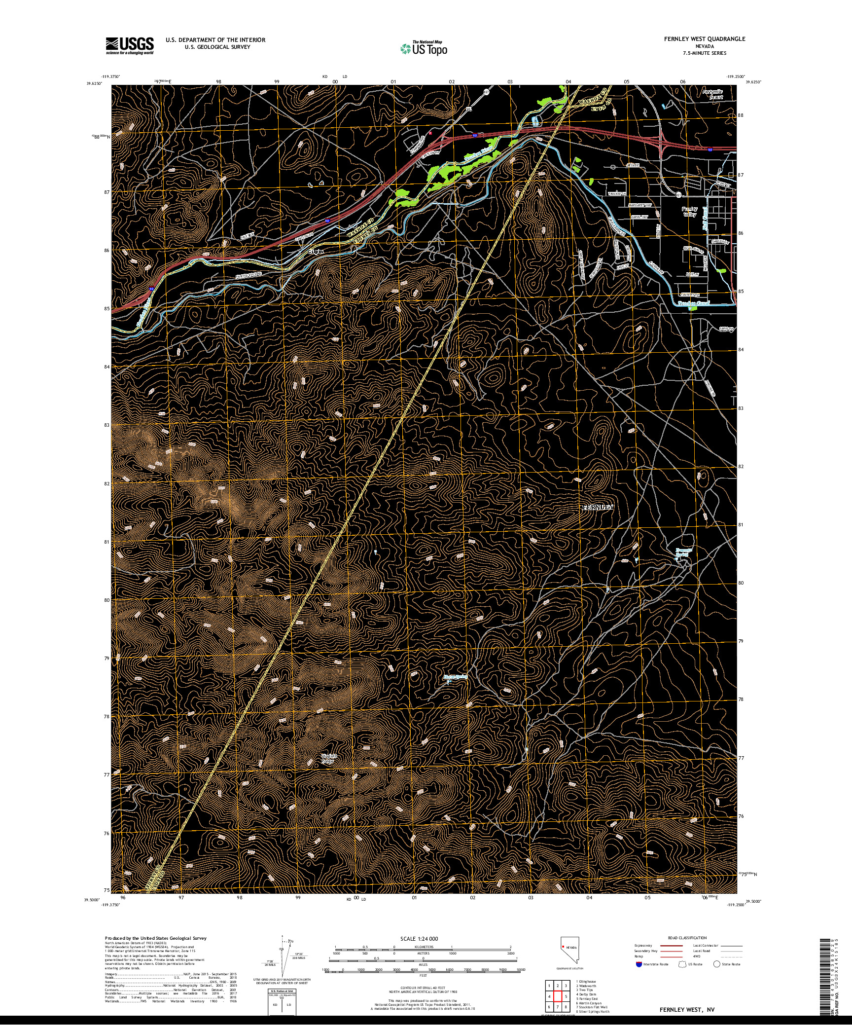 USGS US TOPO 7.5-MINUTE MAP FOR FERNLEY WEST, NV 2018