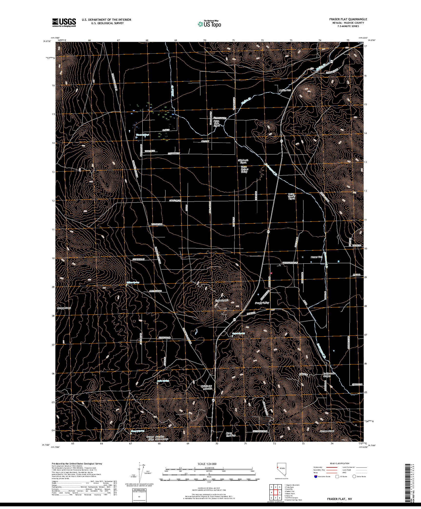 USGS US TOPO 7.5-MINUTE MAP FOR FRASER FLAT, NV 2018