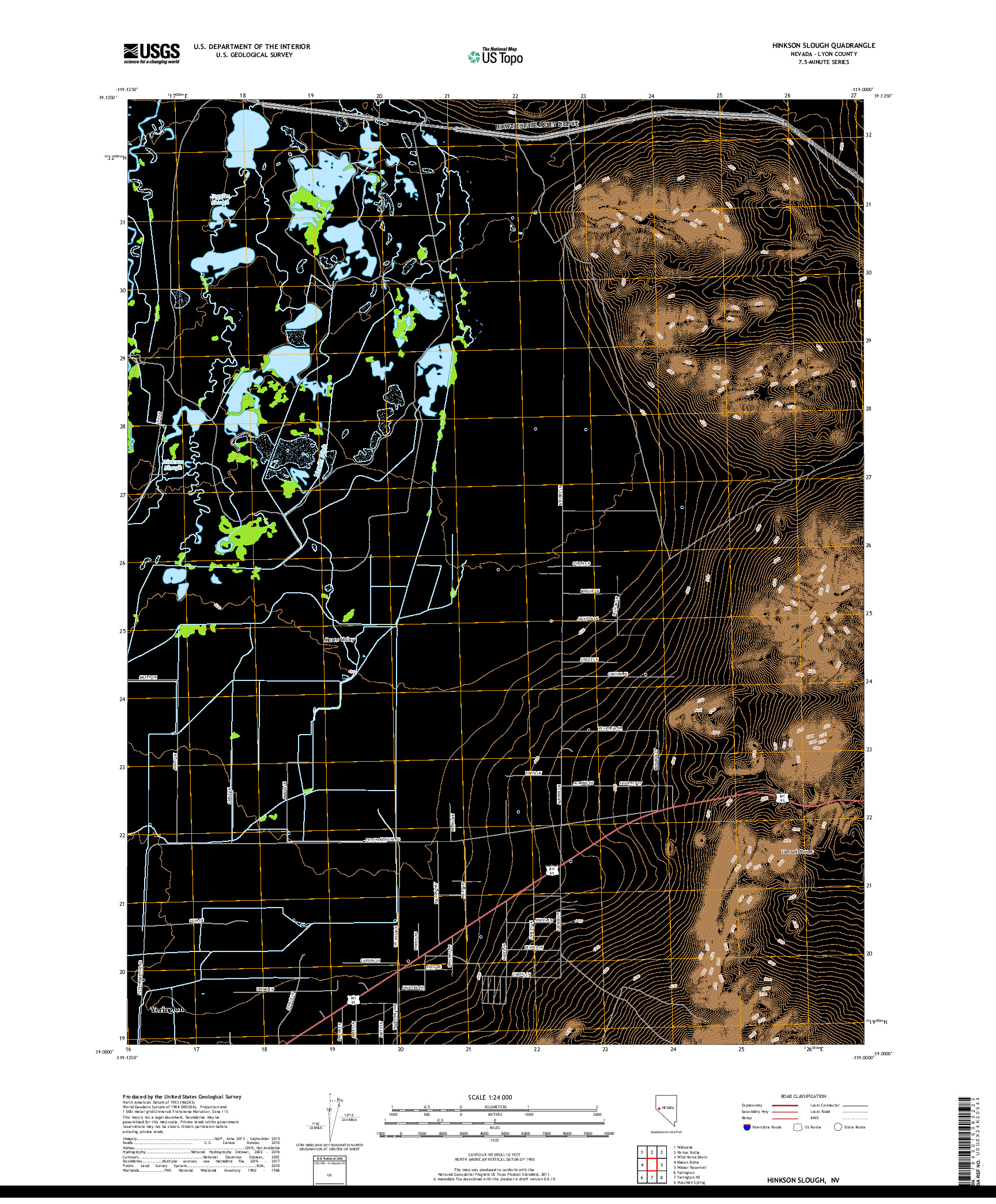 USGS US TOPO 7.5-MINUTE MAP FOR HINKSON SLOUGH, NV 2018