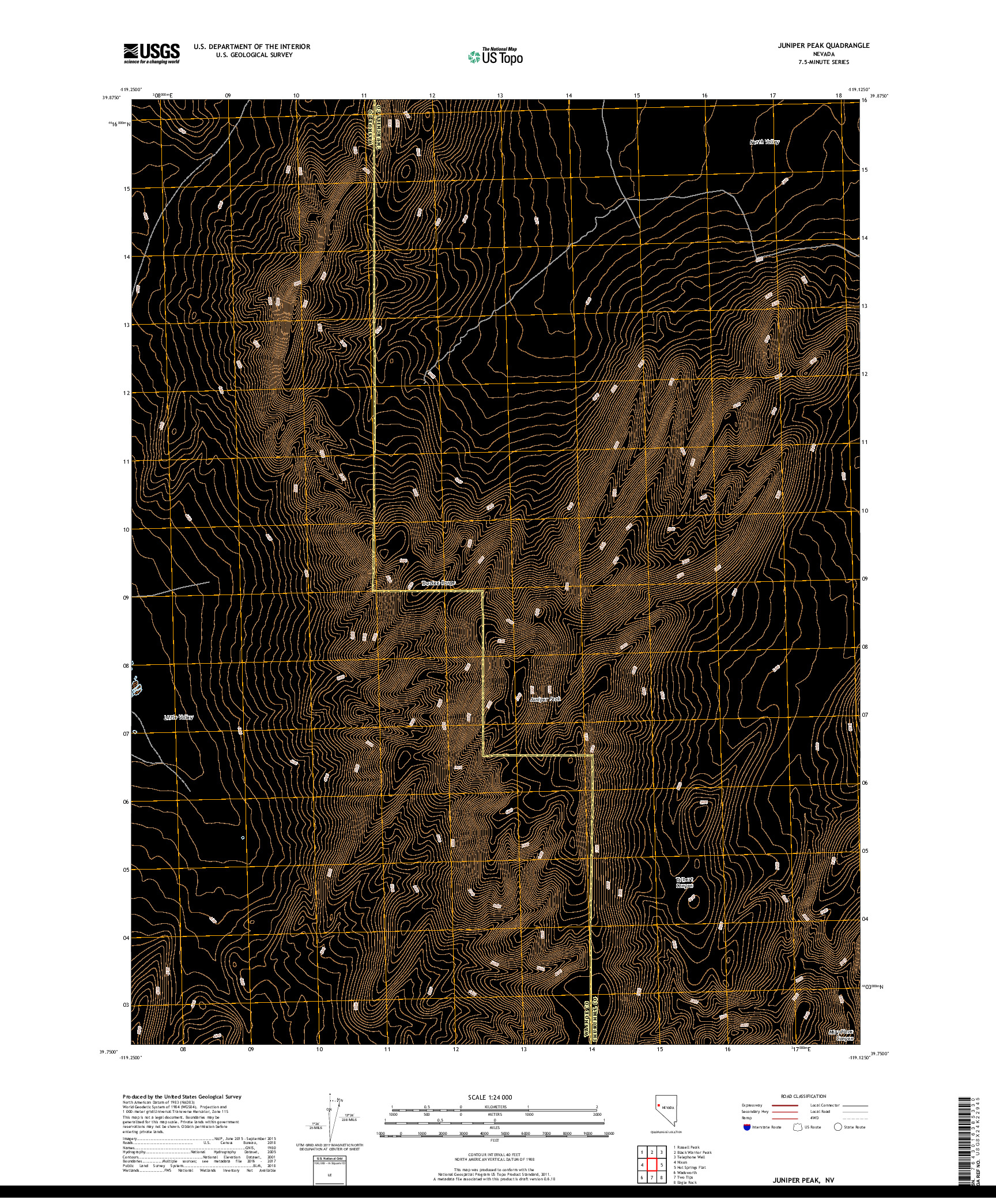 USGS US TOPO 7.5-MINUTE MAP FOR JUNIPER PEAK, NV 2018