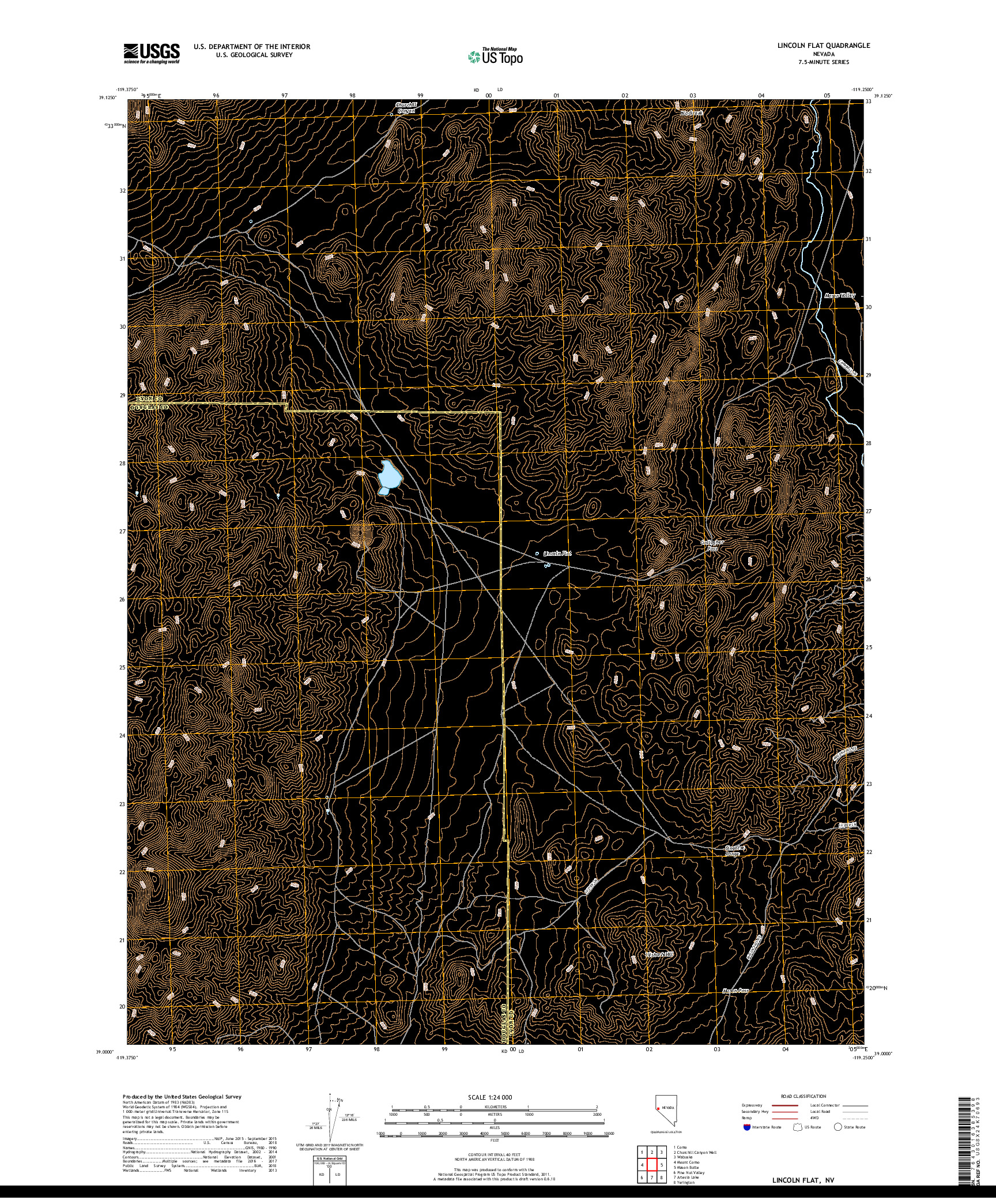 USGS US TOPO 7.5-MINUTE MAP FOR LINCOLN FLAT, NV 2018