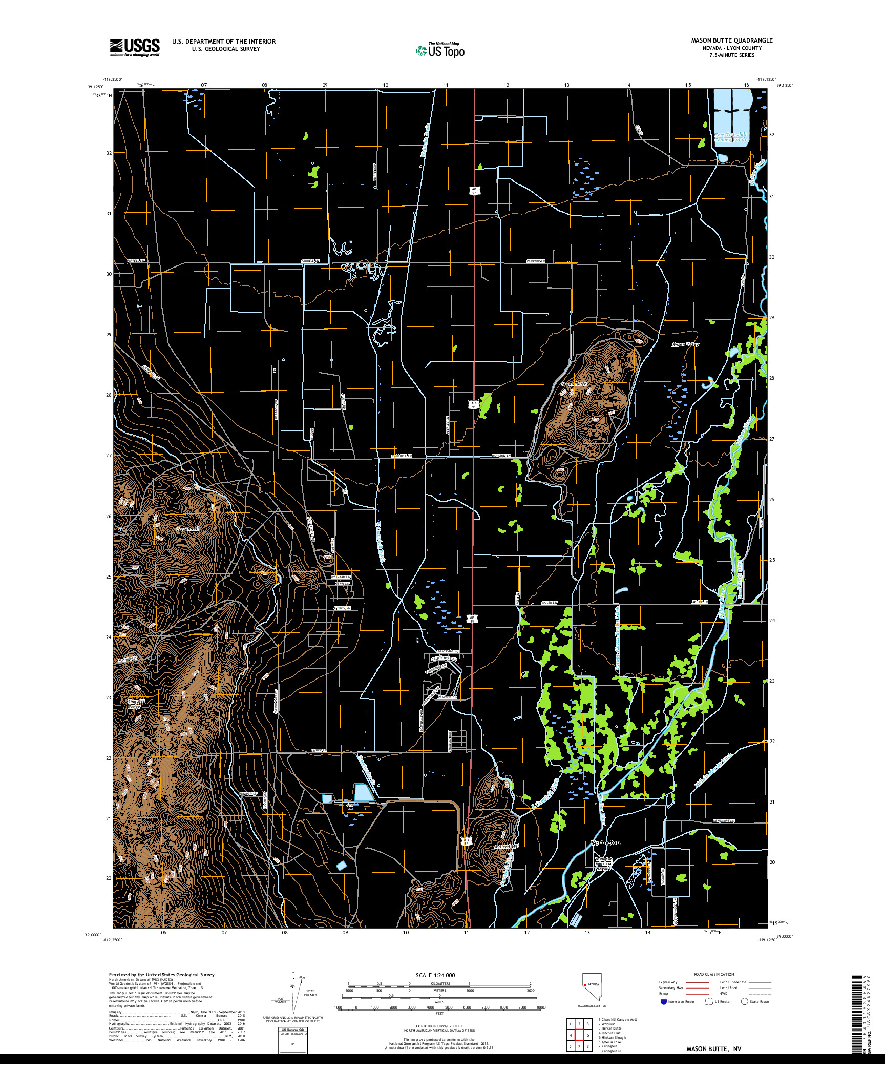 USGS US TOPO 7.5-MINUTE MAP FOR MASON BUTTE, NV 2018