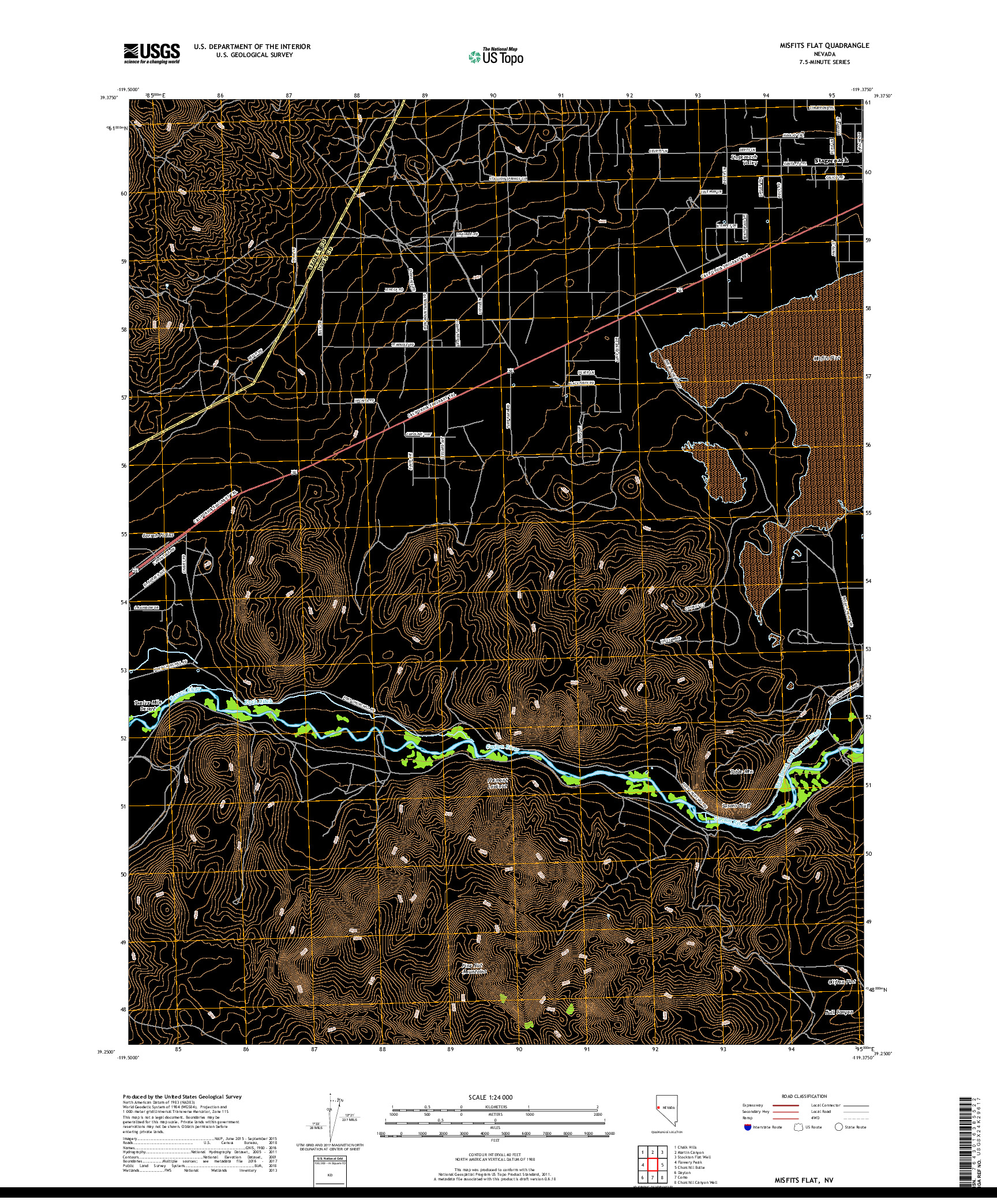 USGS US TOPO 7.5-MINUTE MAP FOR MISFITS FLAT, NV 2018