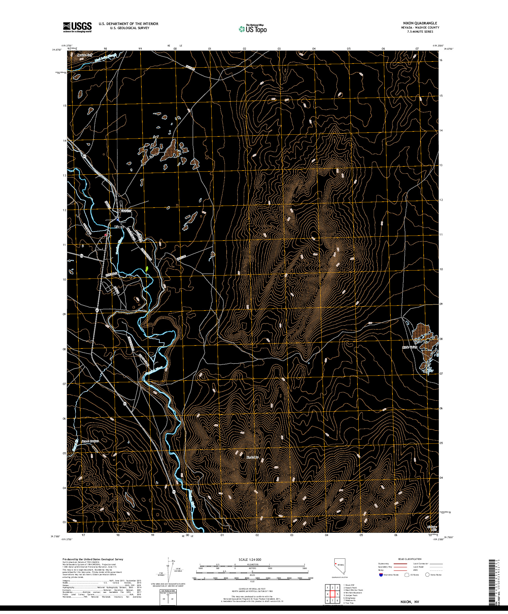 USGS US TOPO 7.5-MINUTE MAP FOR NIXON, NV 2018