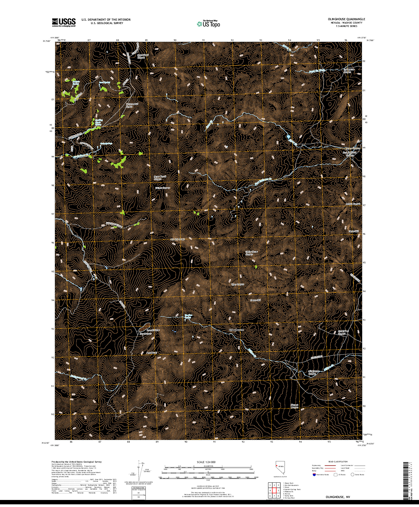 USGS US TOPO 7.5-MINUTE MAP FOR OLINGHOUSE, NV 2018