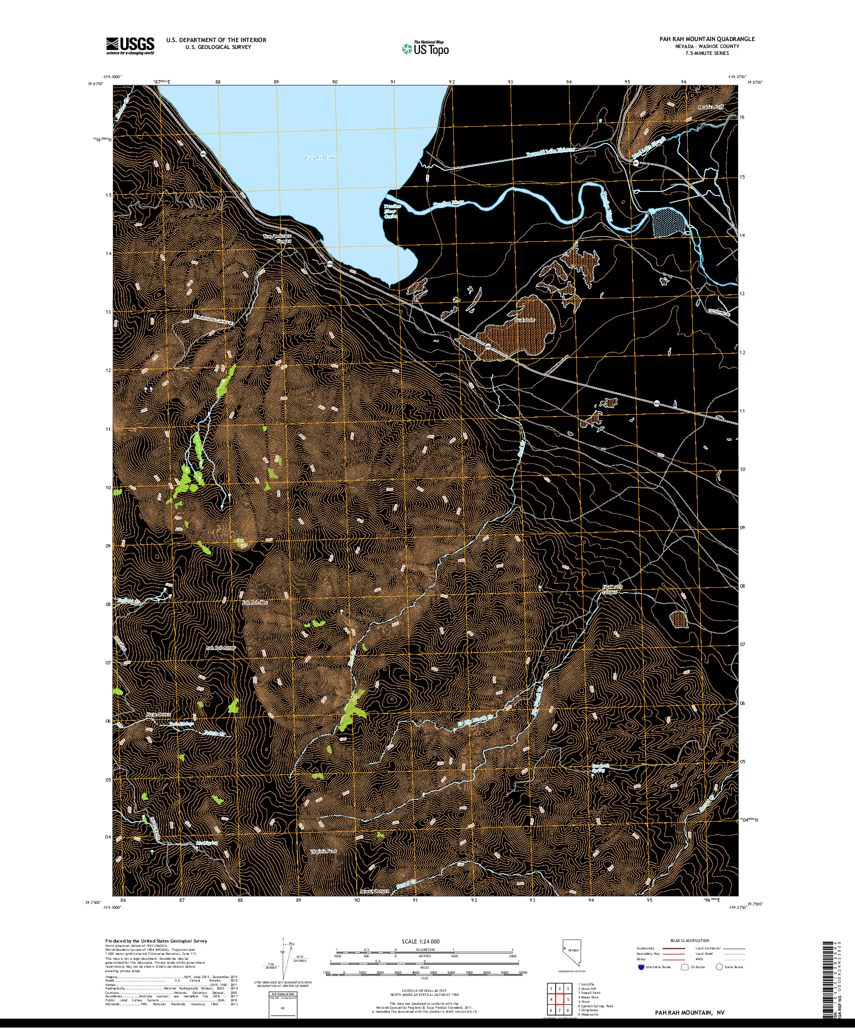 USGS US TOPO 7.5-MINUTE MAP FOR PAH RAH MOUNTAIN, NV 2018