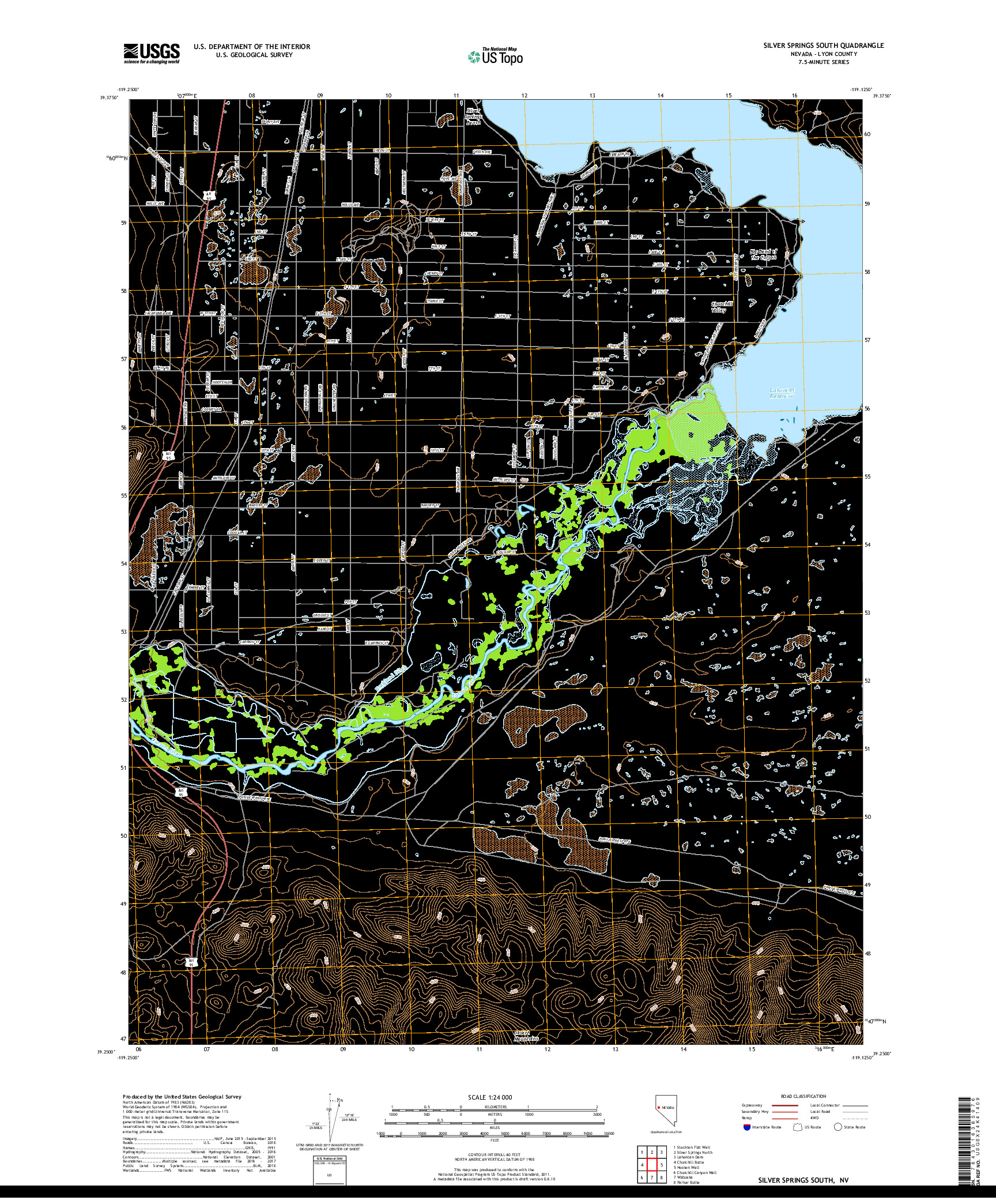 USGS US TOPO 7.5-MINUTE MAP FOR SILVER SPRINGS SOUTH, NV 2018