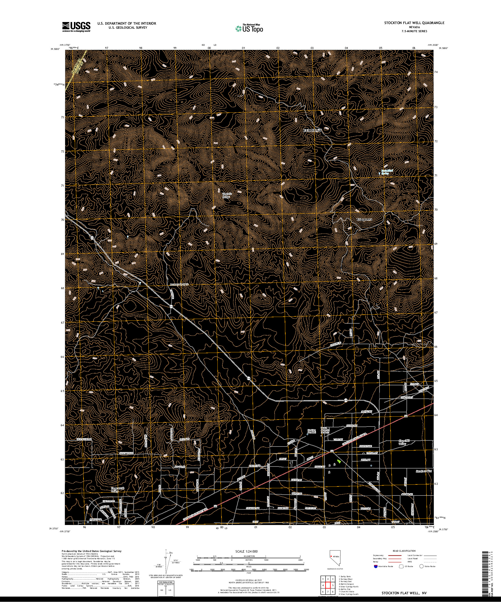 USGS US TOPO 7.5-MINUTE MAP FOR STOCKTON FLAT WELL, NV 2018