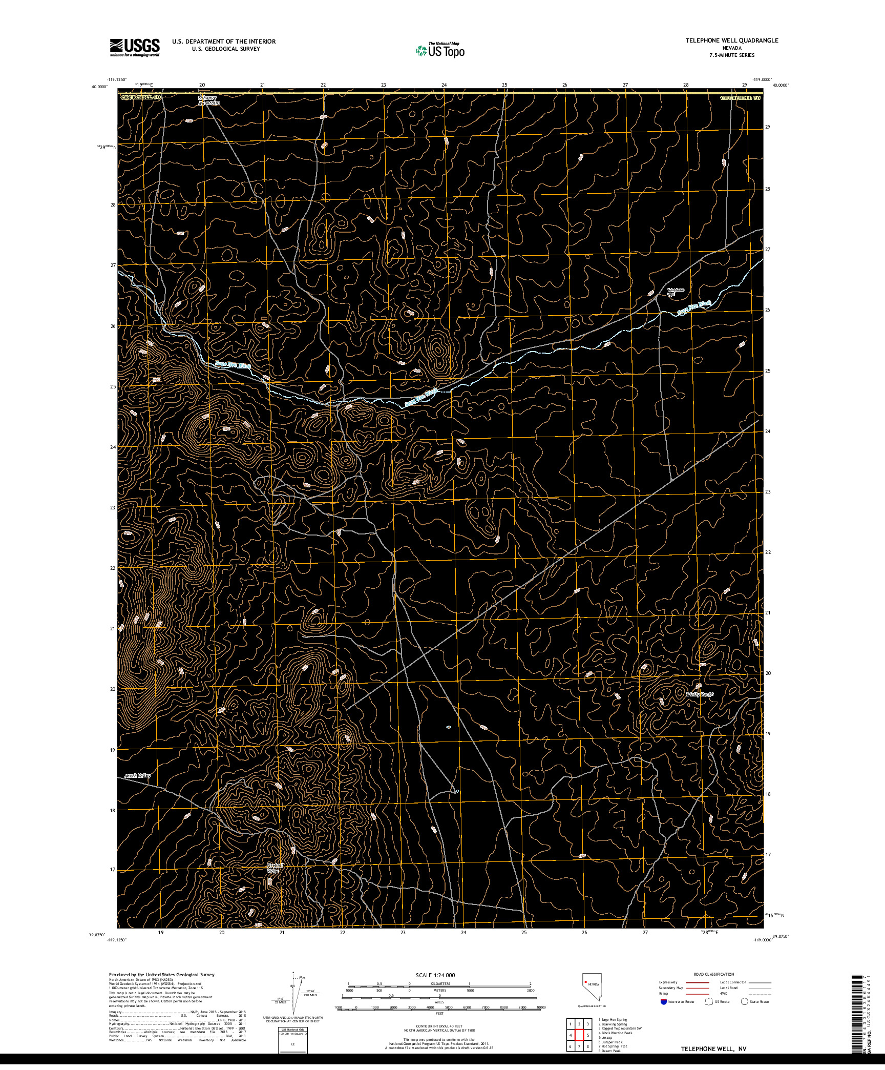 USGS US TOPO 7.5-MINUTE MAP FOR TELEPHONE WELL, NV 2018