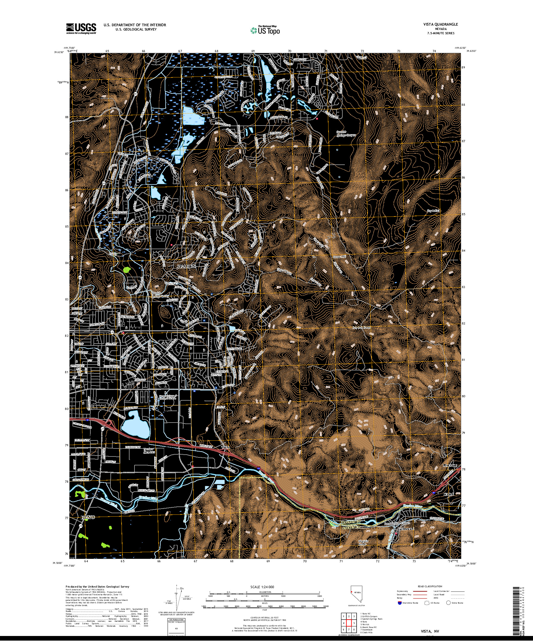 USGS US TOPO 7.5-MINUTE MAP FOR VISTA, NV 2018