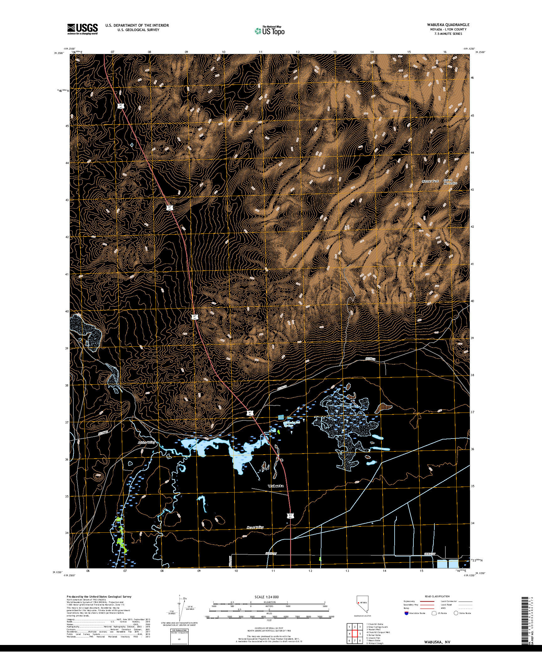 USGS US TOPO 7.5-MINUTE MAP FOR WABUSKA, NV 2018