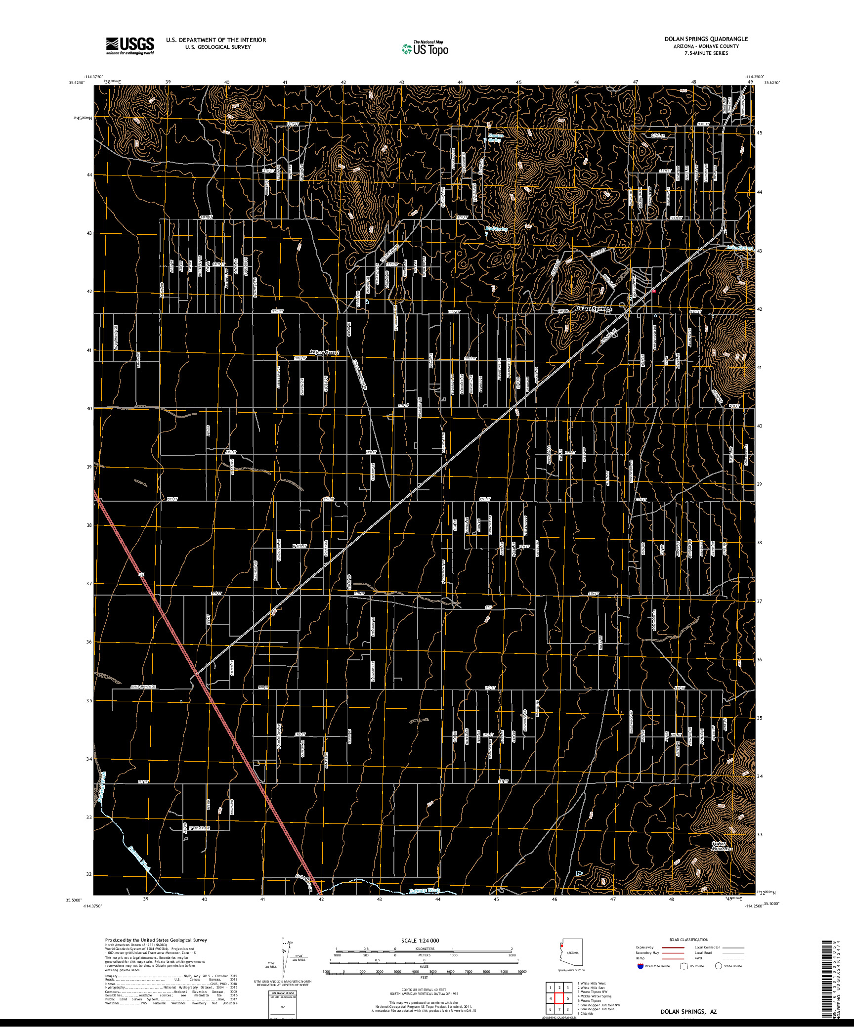 USGS US TOPO 7.5-MINUTE MAP FOR DOLAN SPRINGS, AZ 2018