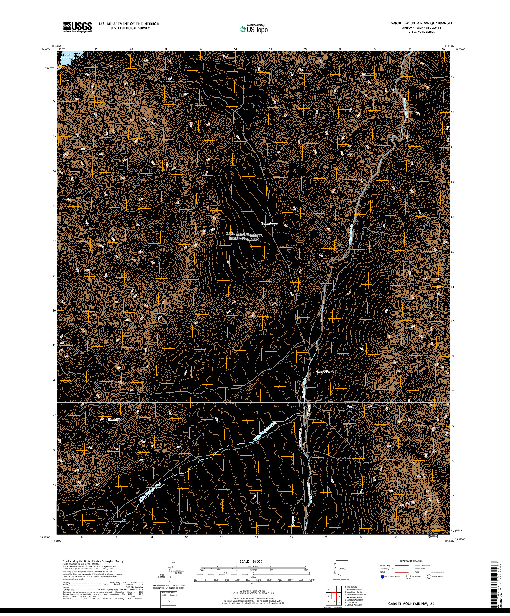 USGS US TOPO 7.5-MINUTE MAP FOR GARNET MOUNTAIN NW, AZ 2018