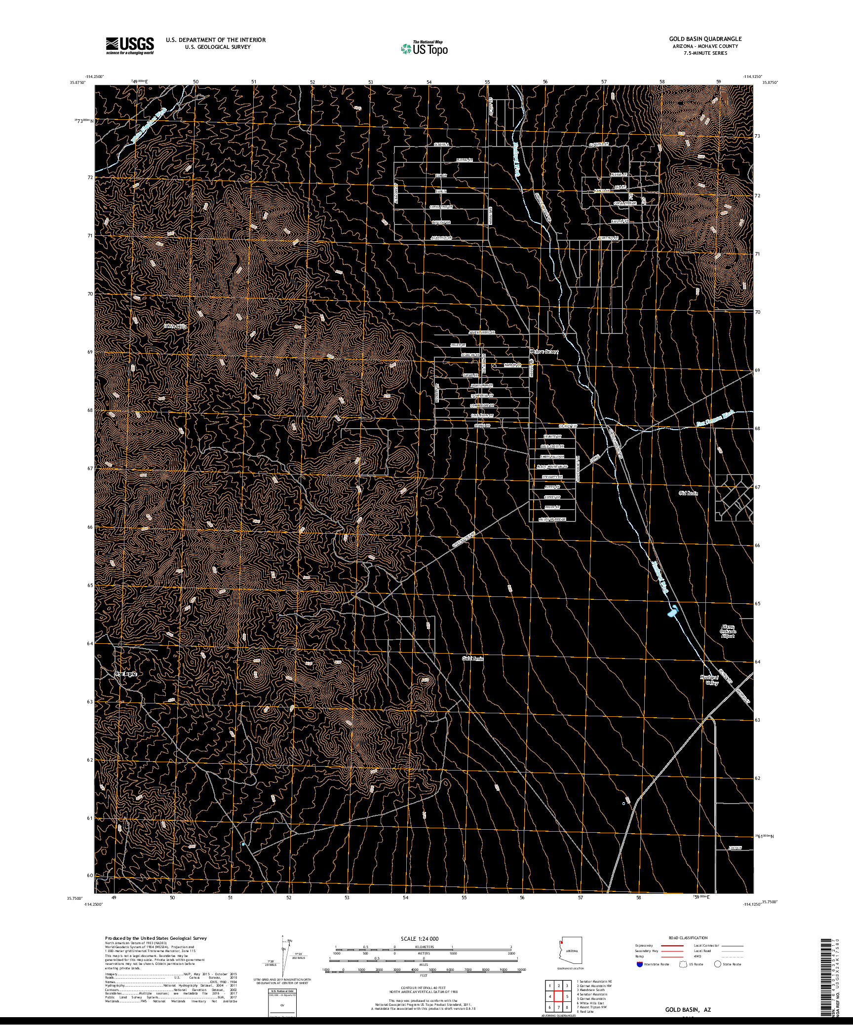 USGS US TOPO 7.5-MINUTE MAP FOR GOLD BASIN, AZ 2018