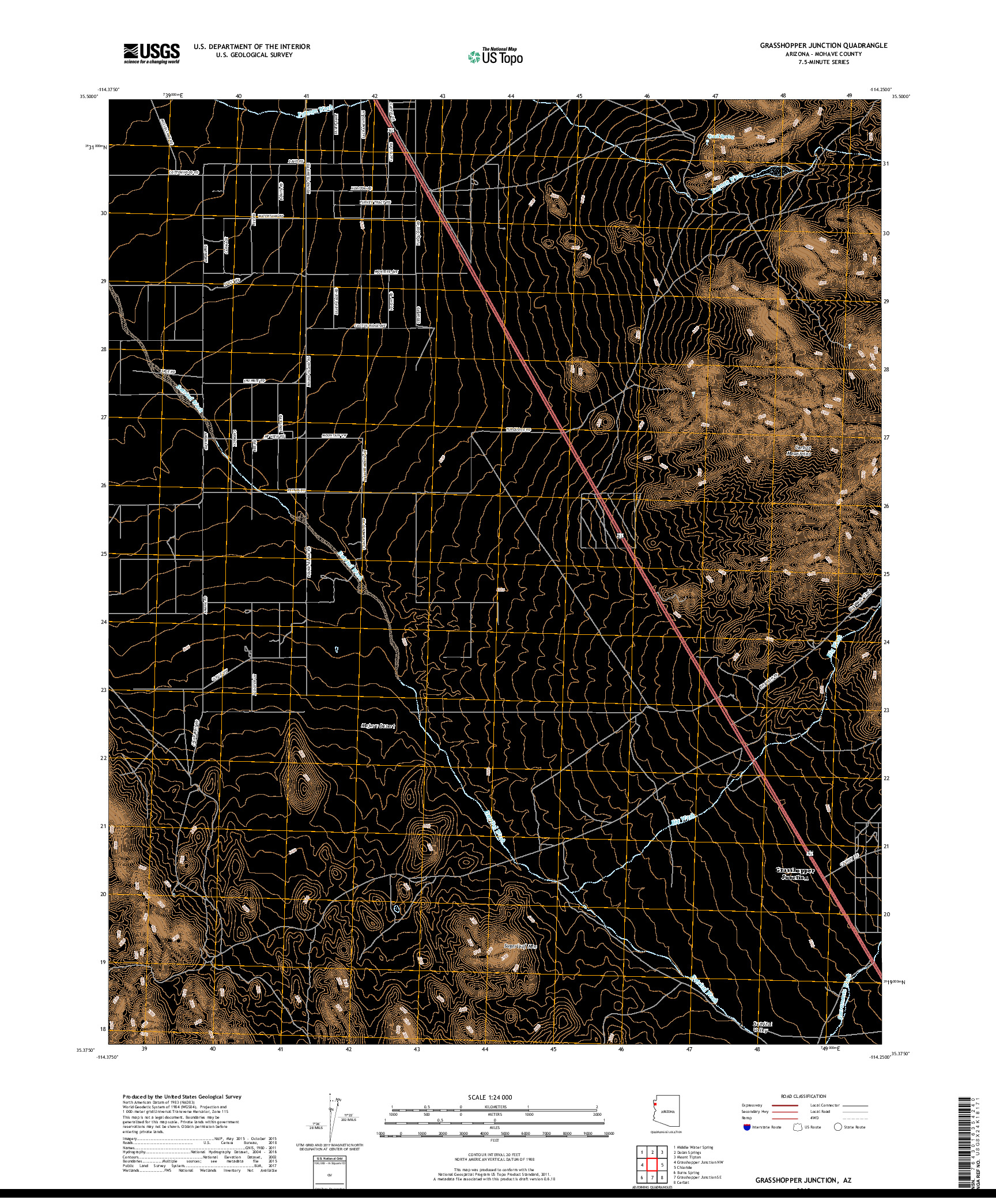 USGS US TOPO 7.5-MINUTE MAP FOR GRASSHOPPER JUNCTION, AZ 2018