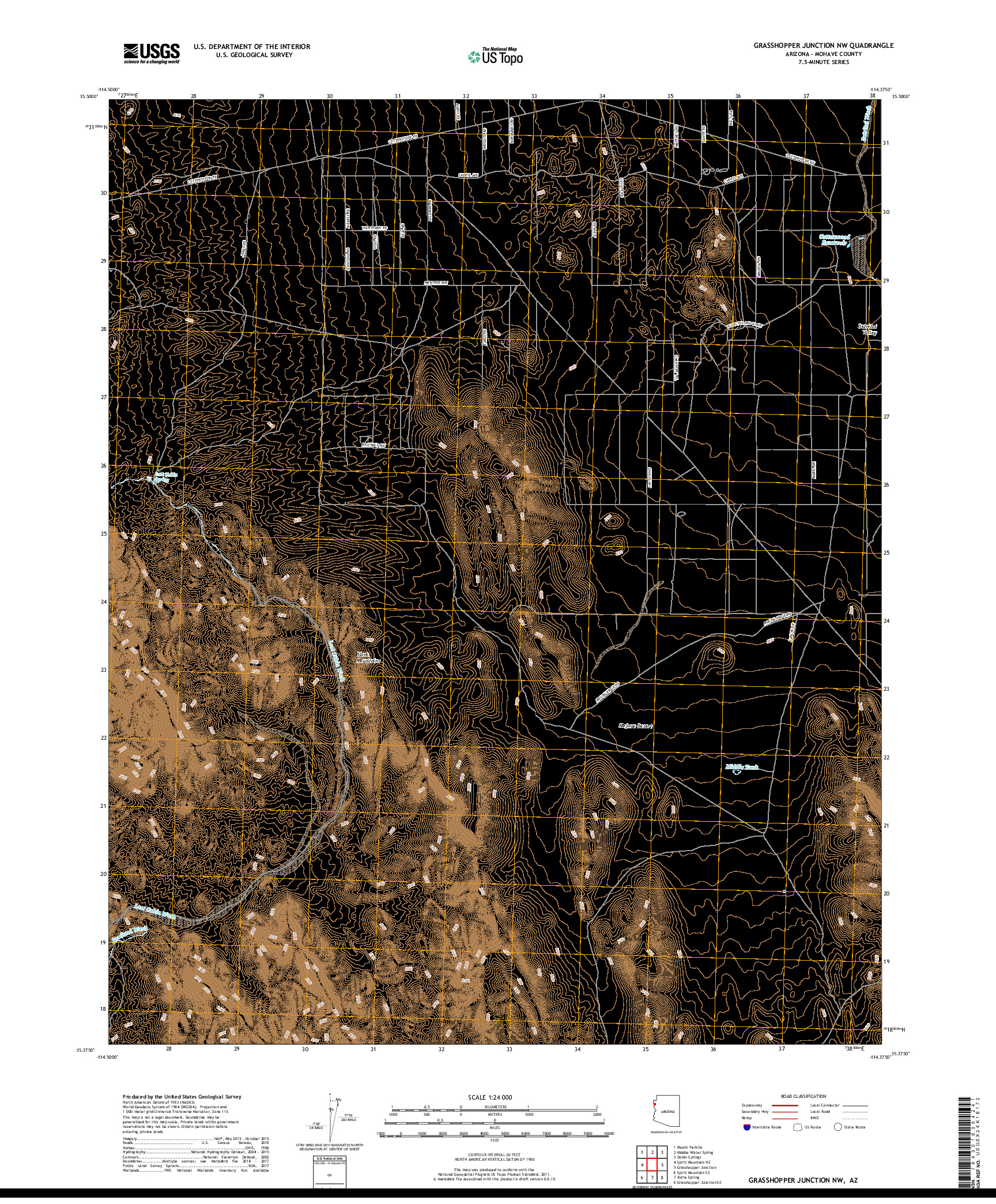 USGS US TOPO 7.5-MINUTE MAP FOR GRASSHOPPER JUNCTION NW, AZ 2018