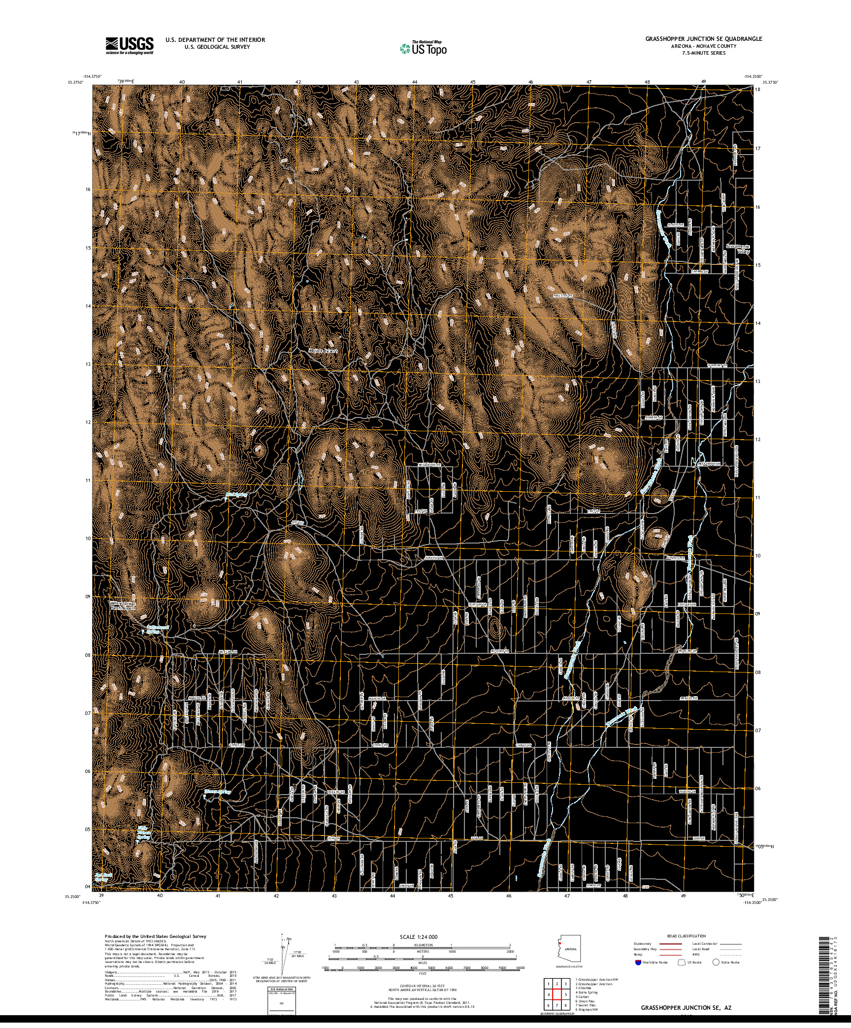 USGS US TOPO 7.5-MINUTE MAP FOR GRASSHOPPER JUNCTION SE, AZ 2018